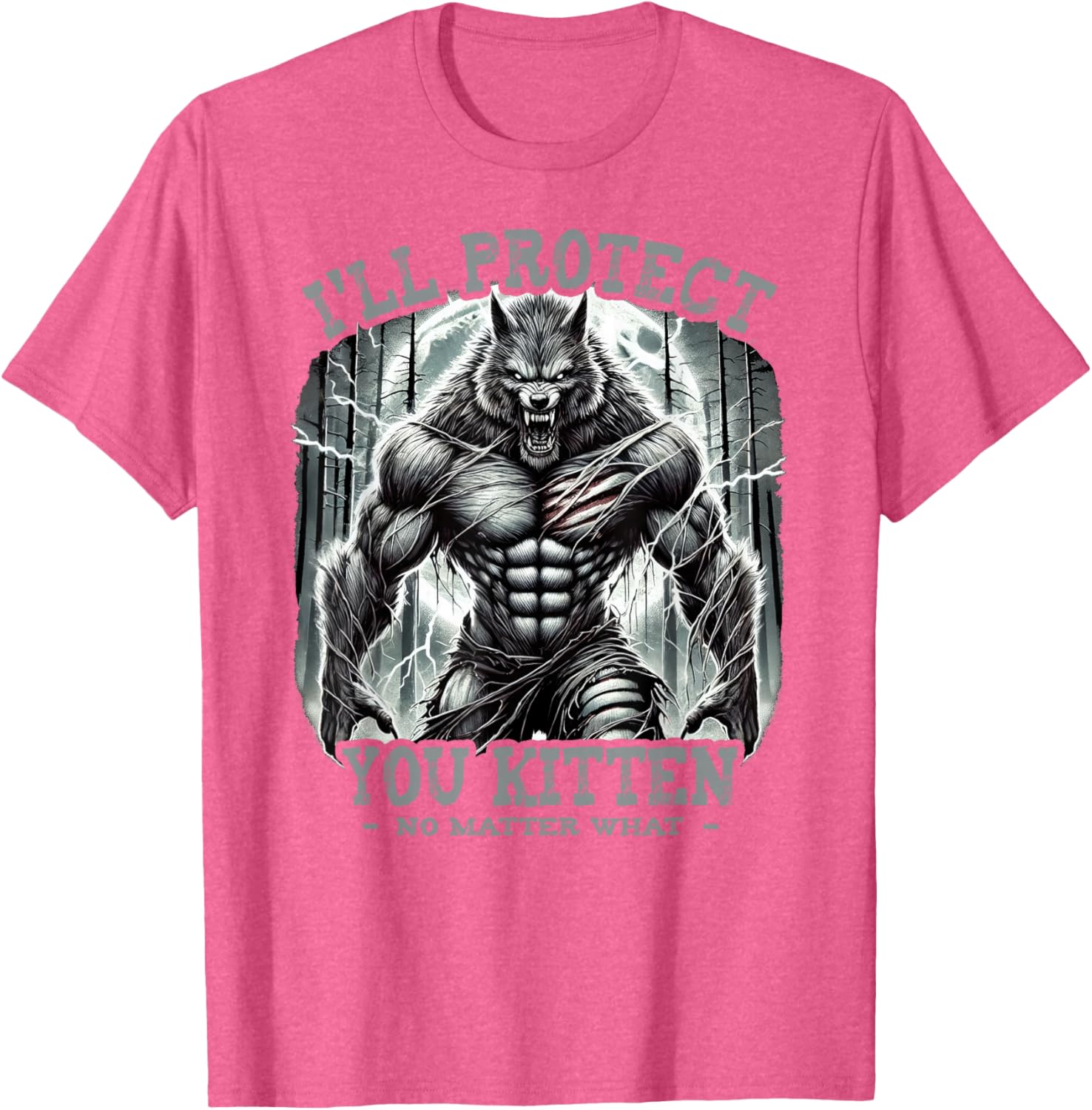 Funny Graphic Tee I'll Protect You Kitten Alpha Wolf T-Shirt for Pet Lovers - 21