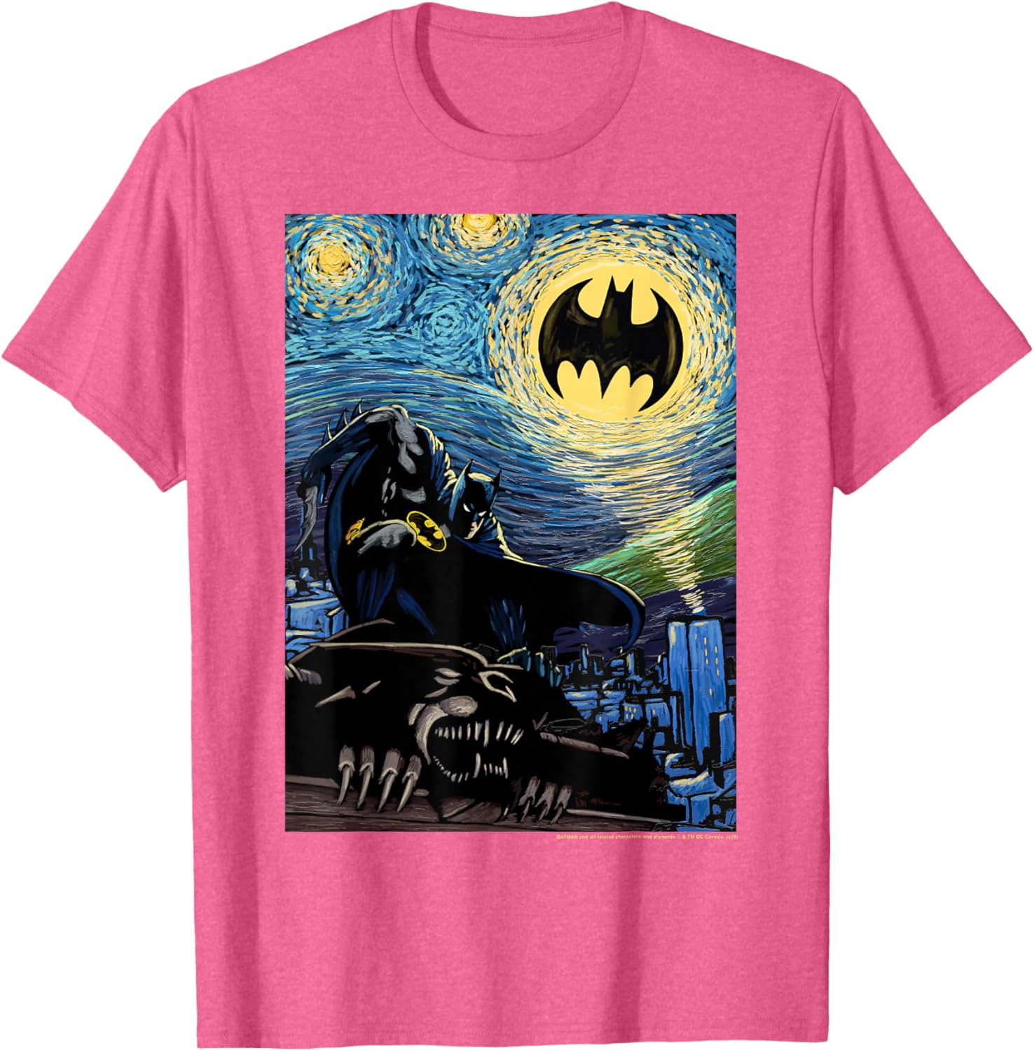 DC Comics Batman Starry Night Style Poster T-Shirt for Fans and Collectors - 1
