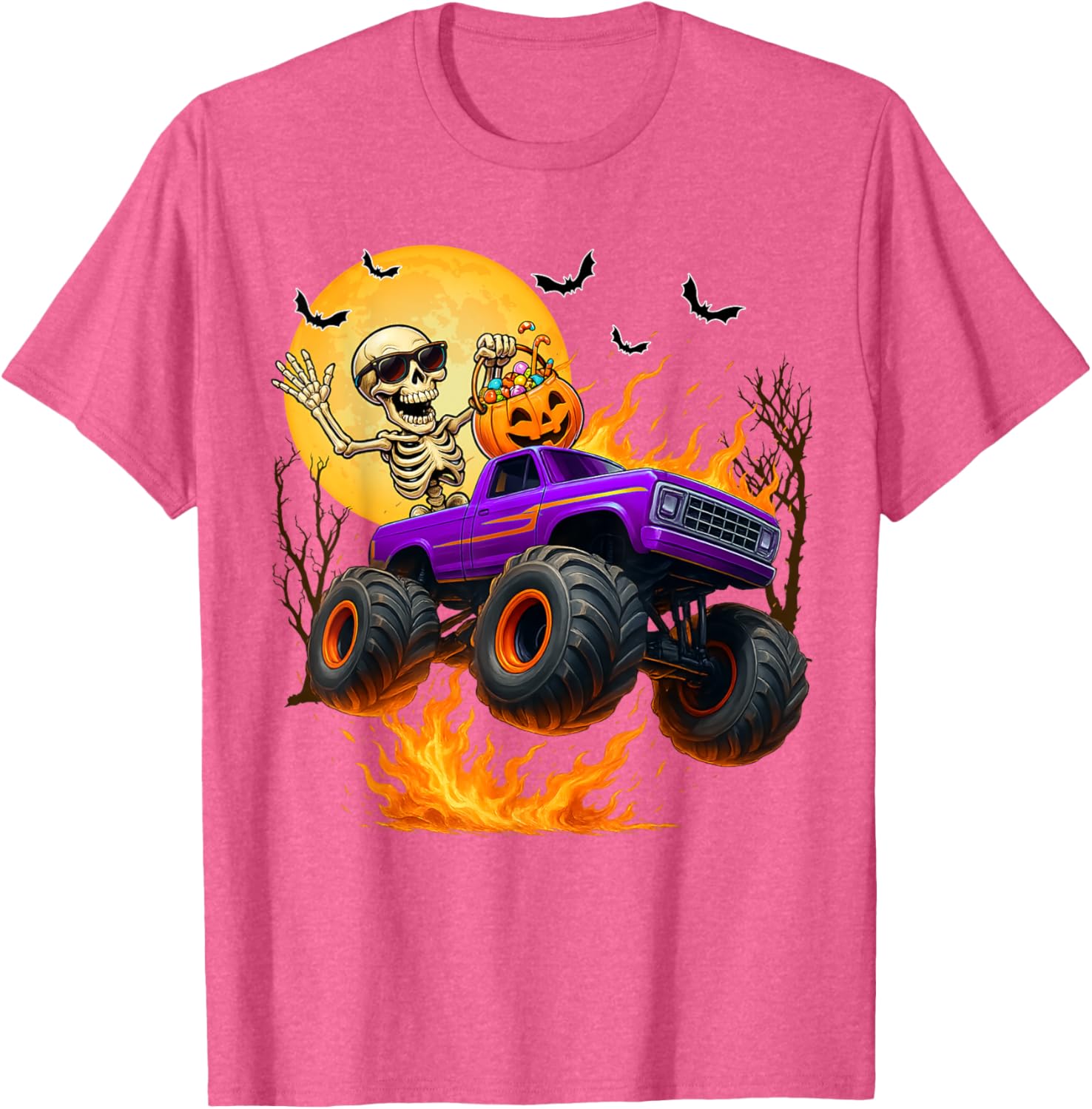 Spooky Skeleton Monster Truck Halloween T-Shirt for Boys Fun Outfit - 29
