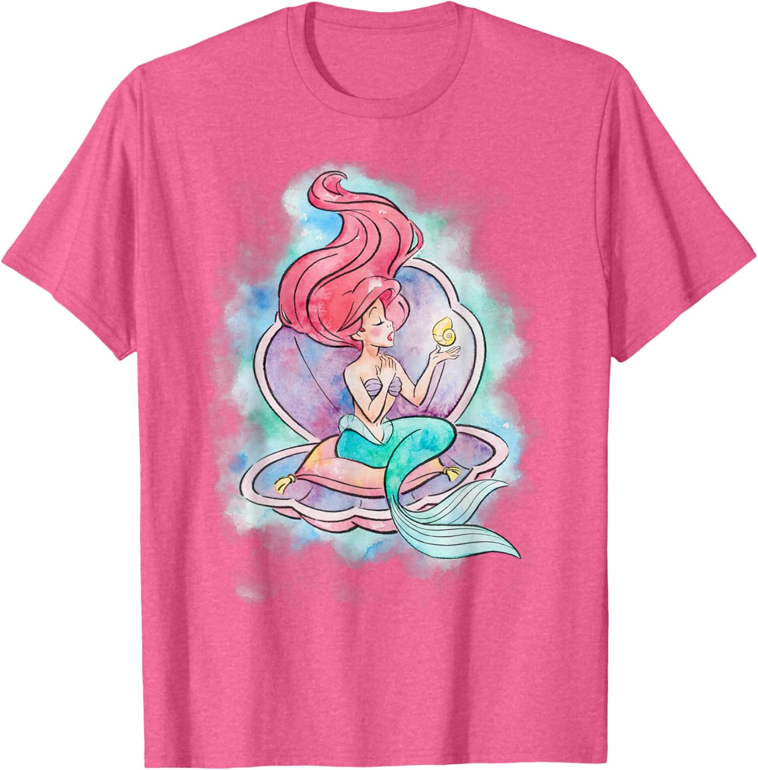 Disney The Little Mermaid Ariel Watercolor Shell T-Shirt for Fans - 1