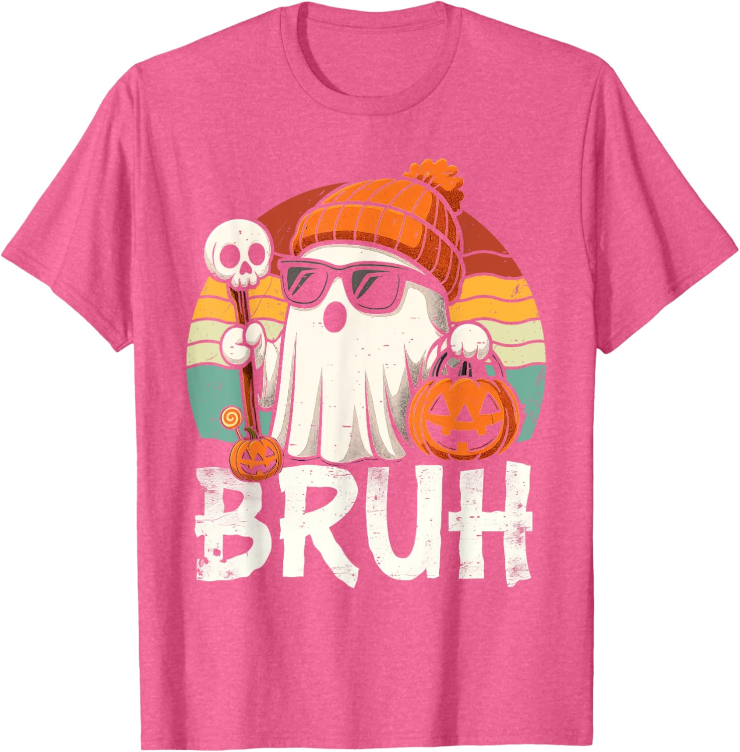 Cute Bruh Ghost Trick or Treat Kids T-Shirt for Halloween Fun - 17