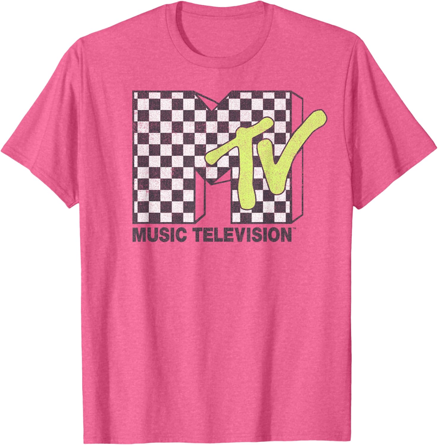 MTV Checkerboard Logo Fill T-Shirt for Trendy Music Lovers - 2