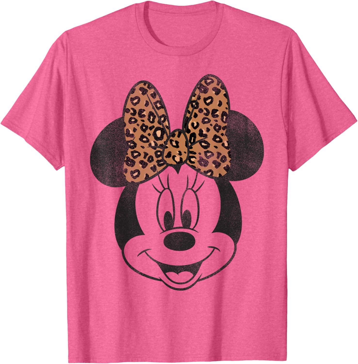 Vintage Disney Minnie Mouse Distressed Leopard Bow T-Shirt for Women - 1