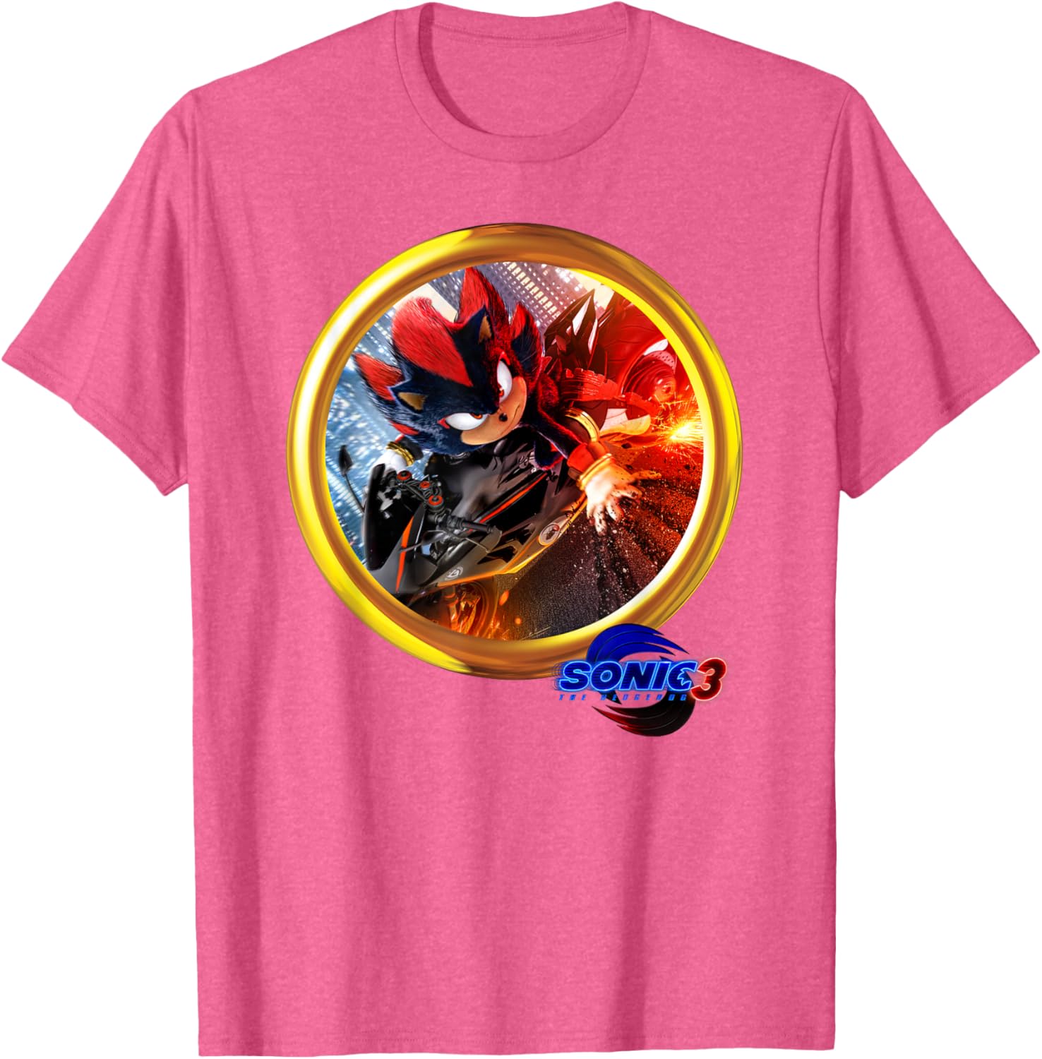 Sonic the Hedgehog 3 Shadow Motorcycle T-Shirt for Fans and Gamers - 3