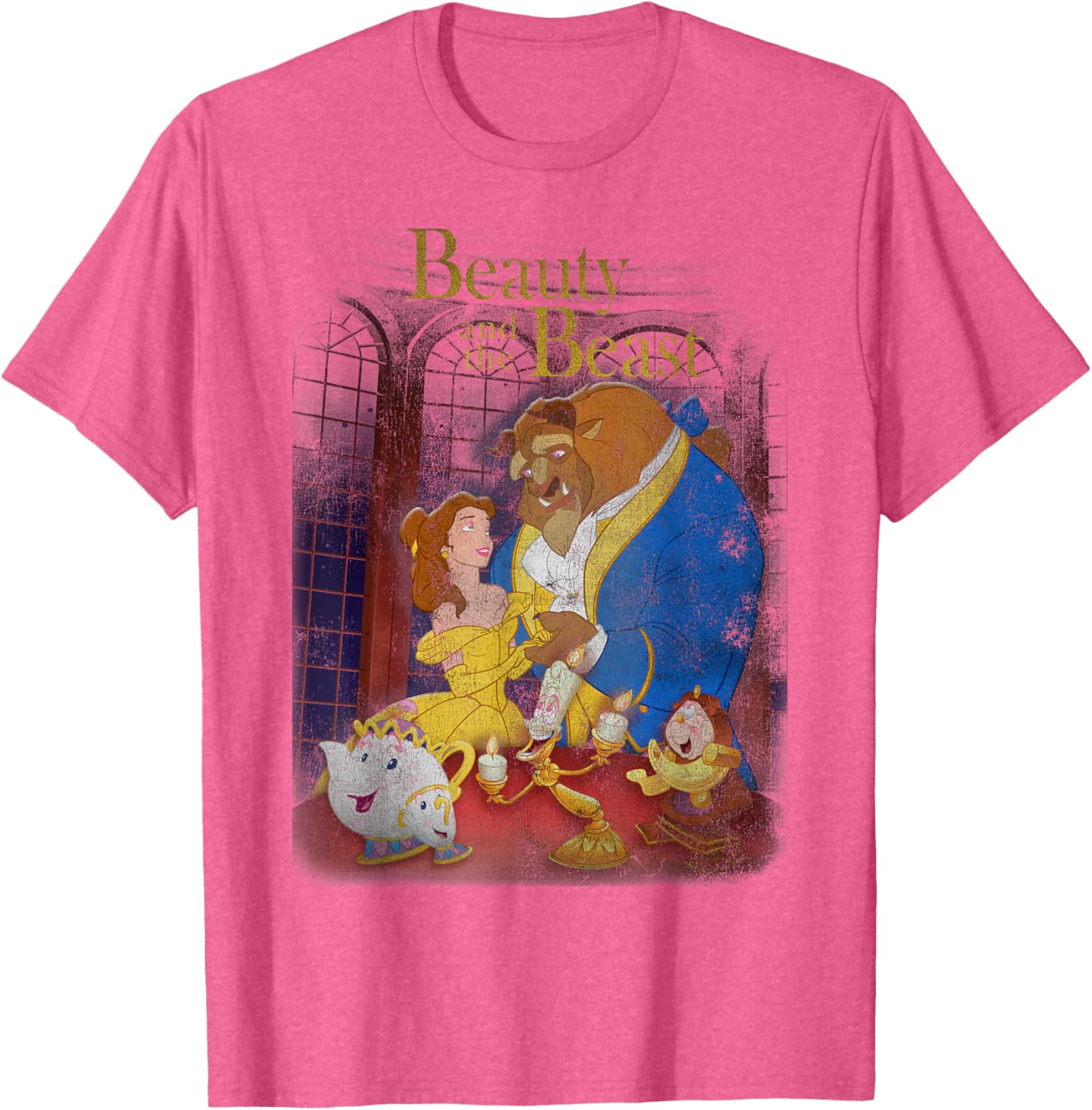 Disney Beauty and the Beast Vintage Distressed T-Shirt Group Shot Design - 5