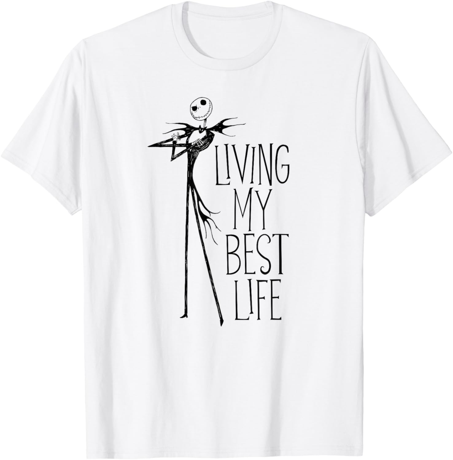 Men's Nightmare Before Christmas Jack Living My Best Life T-Shirt in White - 2