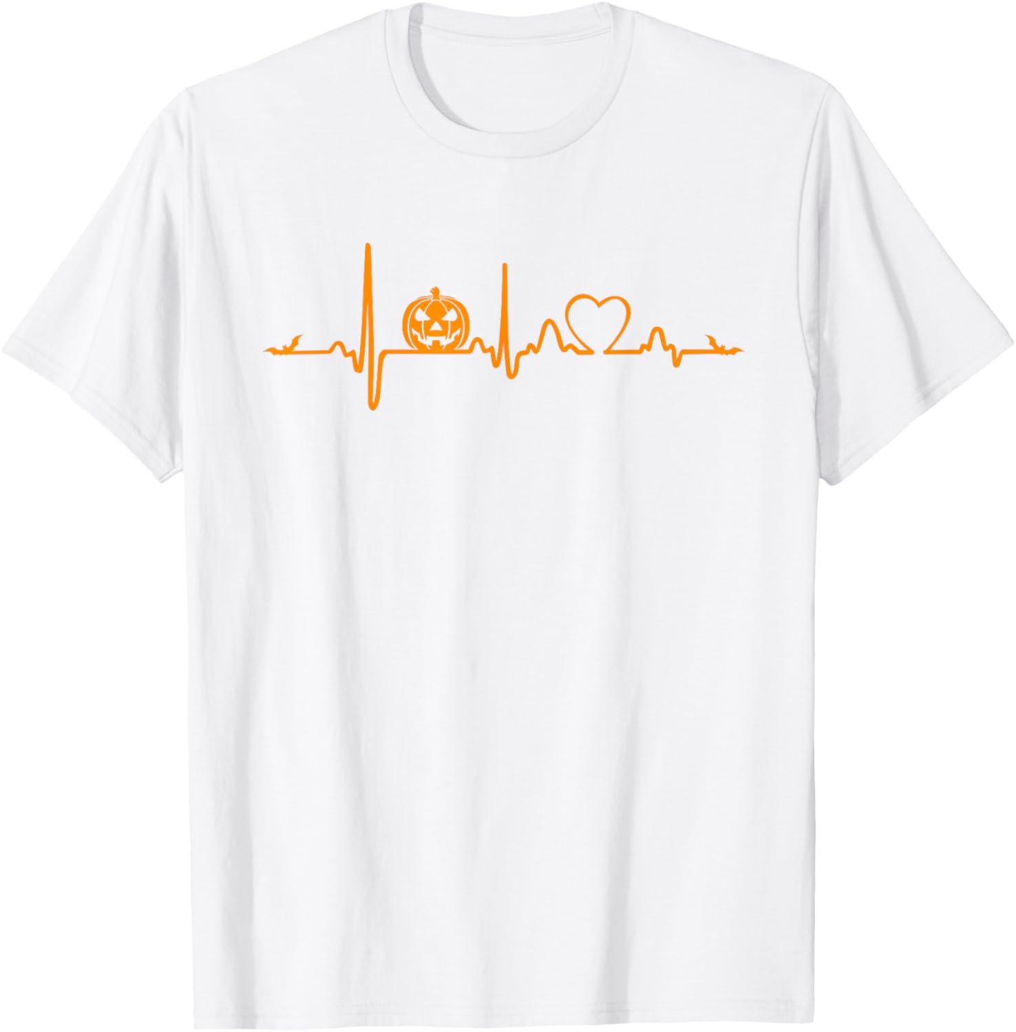 Cute Pumpkin Heartbeat Halloween T-Shirt for Fun Fall Celebrations - 13