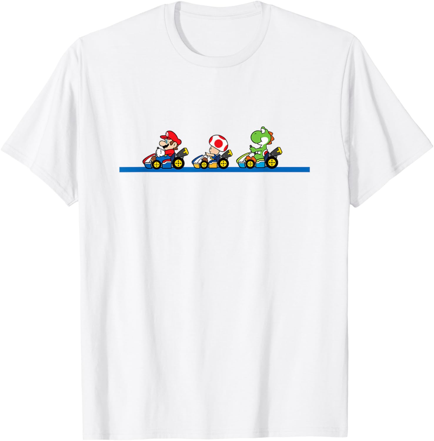 Vintage Mario Kart T-Shirt featuring Yoshi, Toad, and Mario Racing Fun - 14