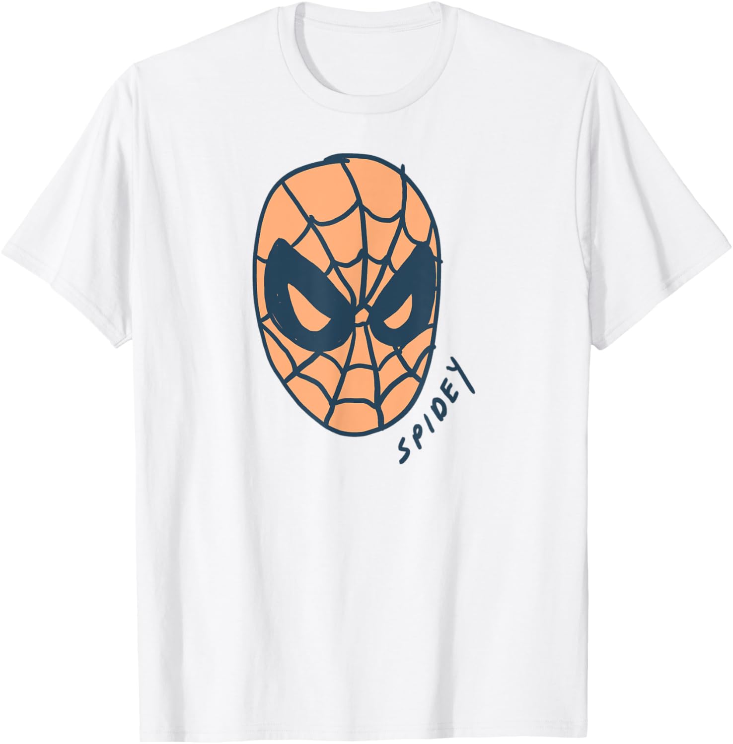 Marvel Spider-Man Spidey Mask T-Shirt for Men in White, Small Size - 1