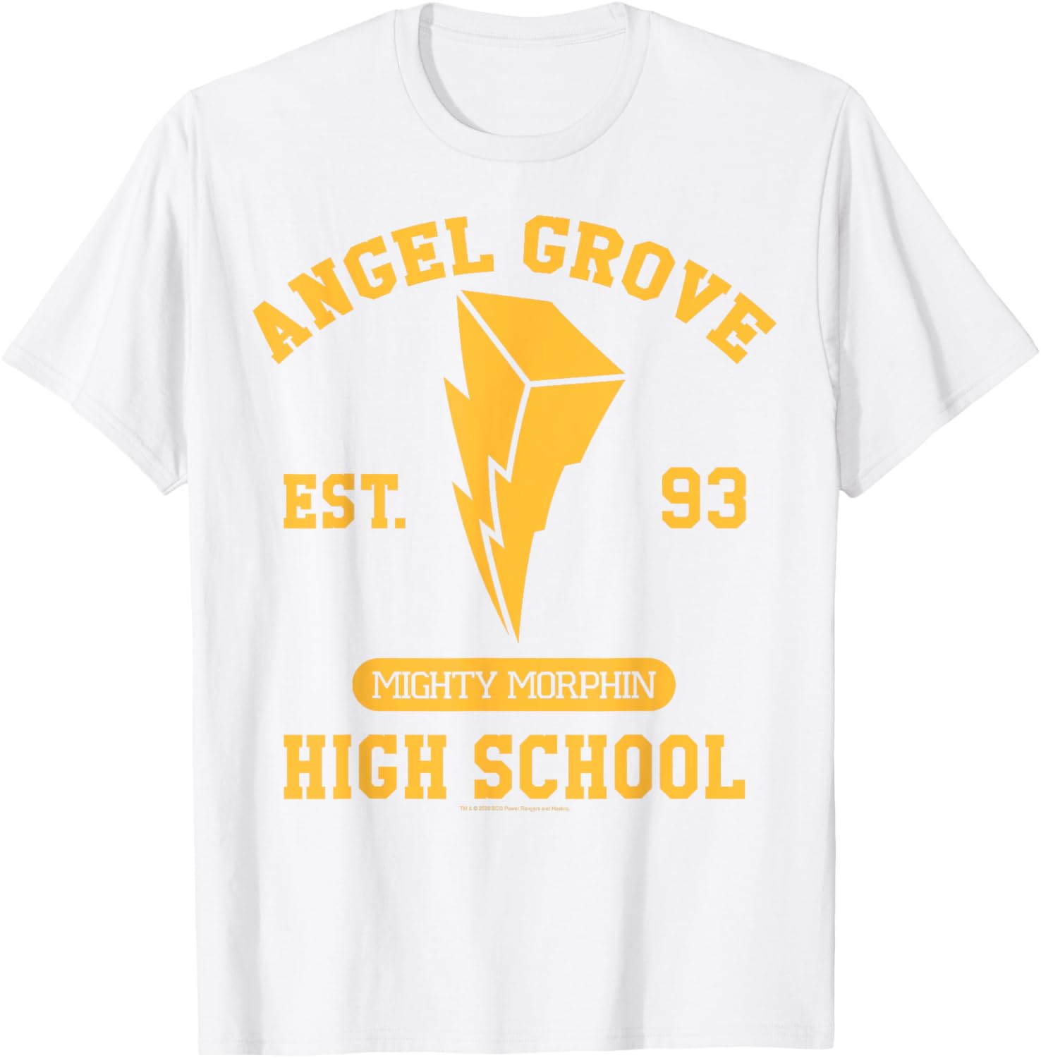 Power Rangers Angel Grove High School Gold T-Shirt - Fun Collegiate Apparel - 1