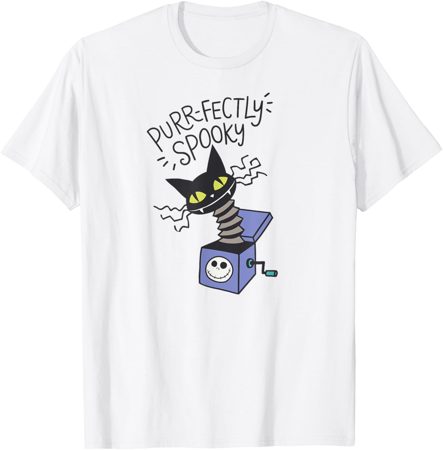 Spooky Cat in Box T-Shirt for Men - Nightmare Before Christmas Graphic - 7