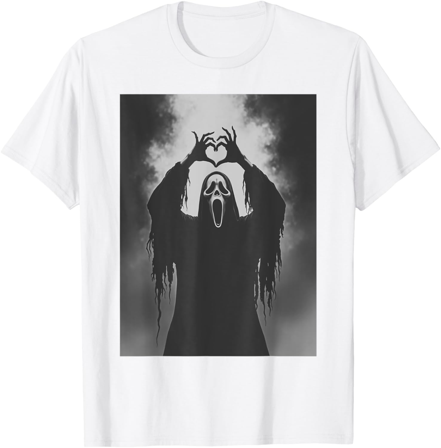 Funny Ghost Hand Heart Sign Halloween T-Shirt for Spooky Costume Fun - 4