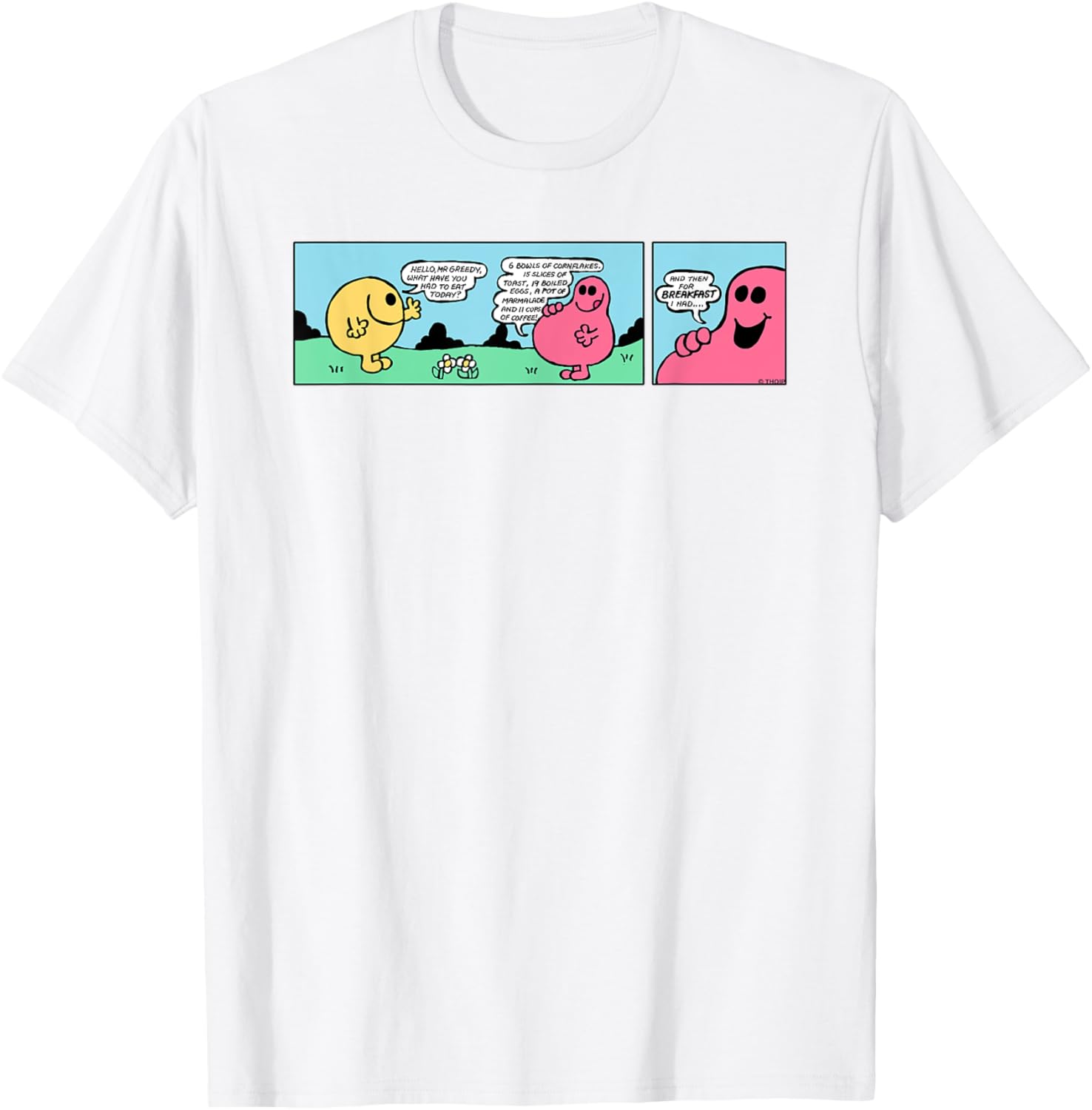 Mr Men Mr Greedy Retro Comic Book T-Shirt Colorful Fun Apparel - 10