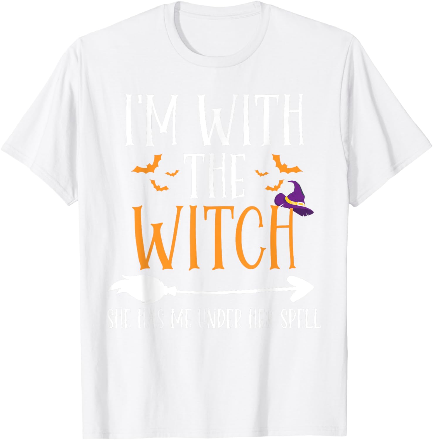 Funny I'm With The Witch Halloween Couples Costume T-Shirt for Fun Lovers - 15
