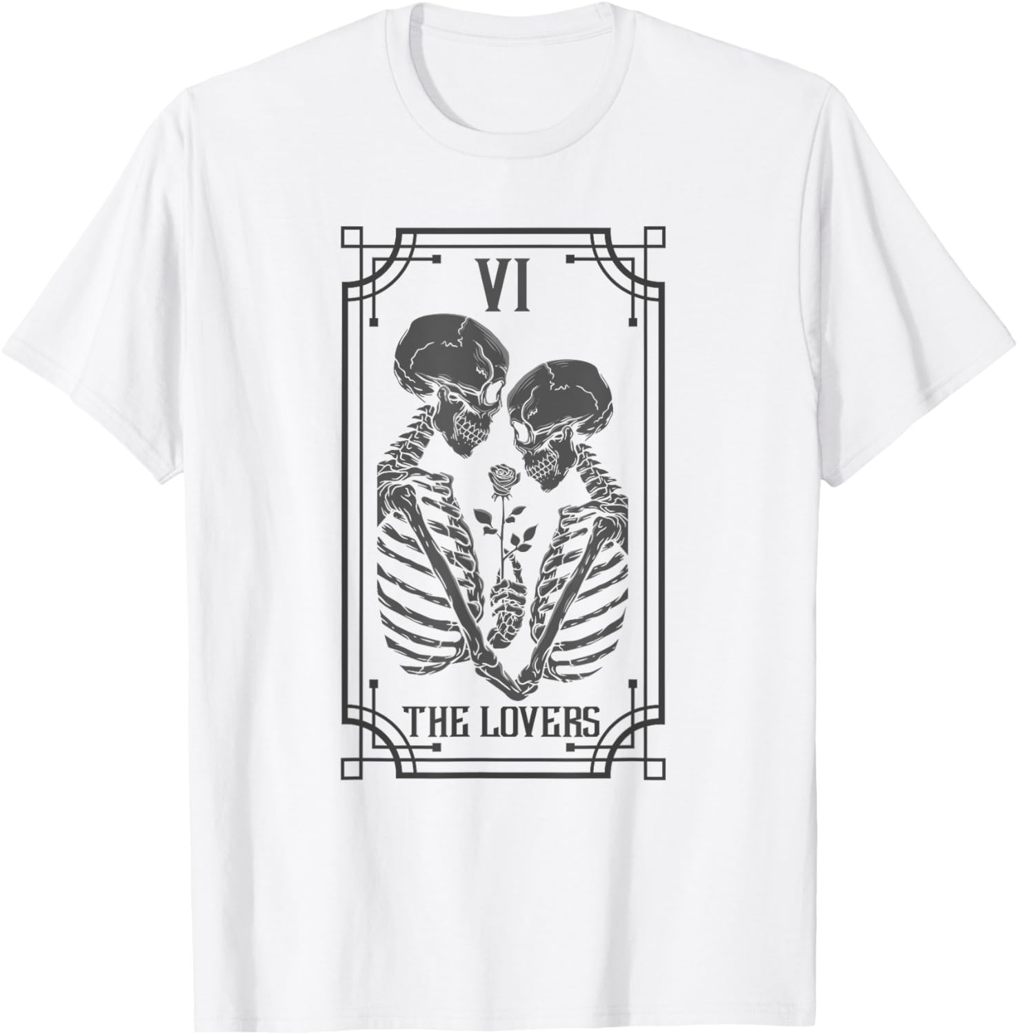 Gothic Lovers Tarot Skeleton T-Shirt for Halloween Witches and Fans - 3