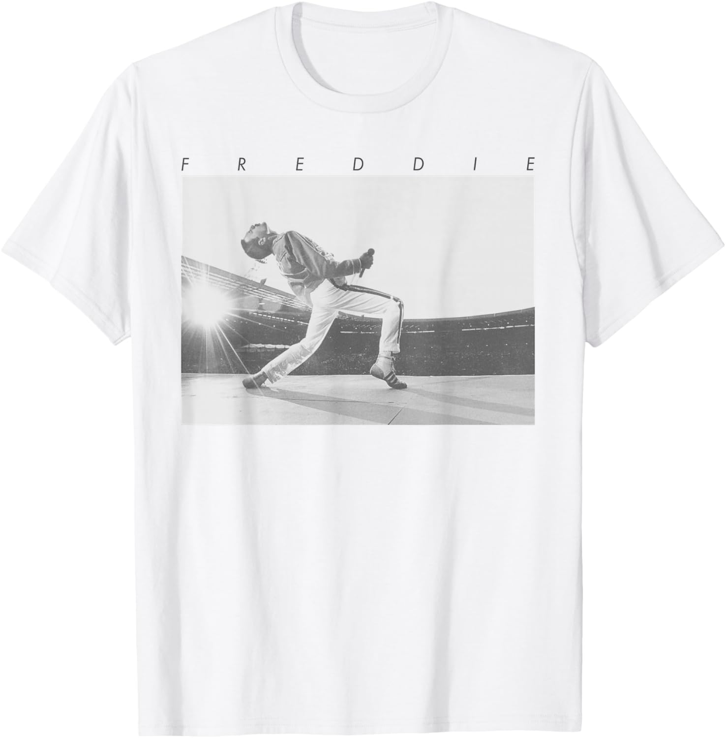 Freddie Mercury Iconic Howl Stage B&W Photo T-Shirt for Fans - 1