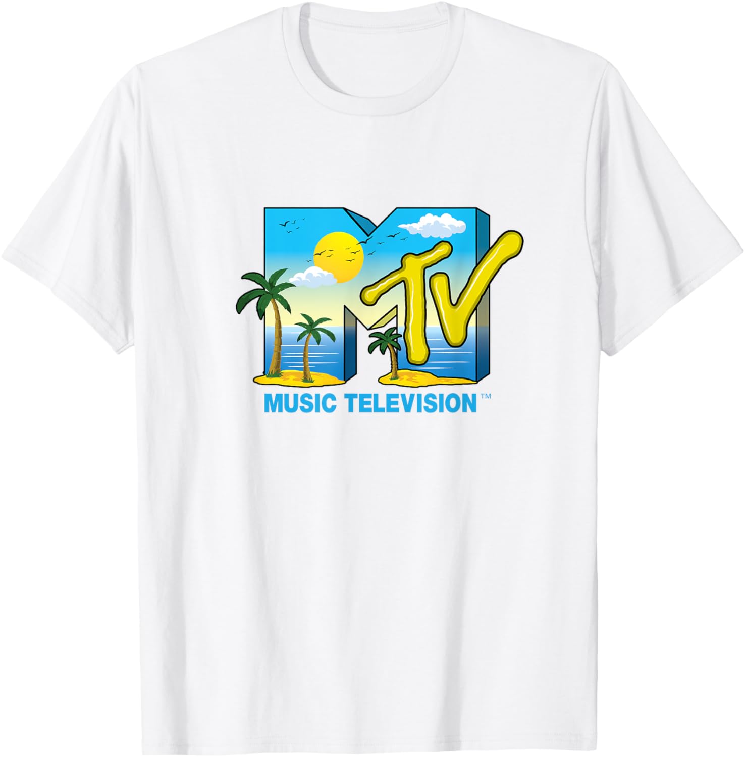 Mademark x MTV Official Logo T-Shirt with Palm Trees and Beach Vibes - 4