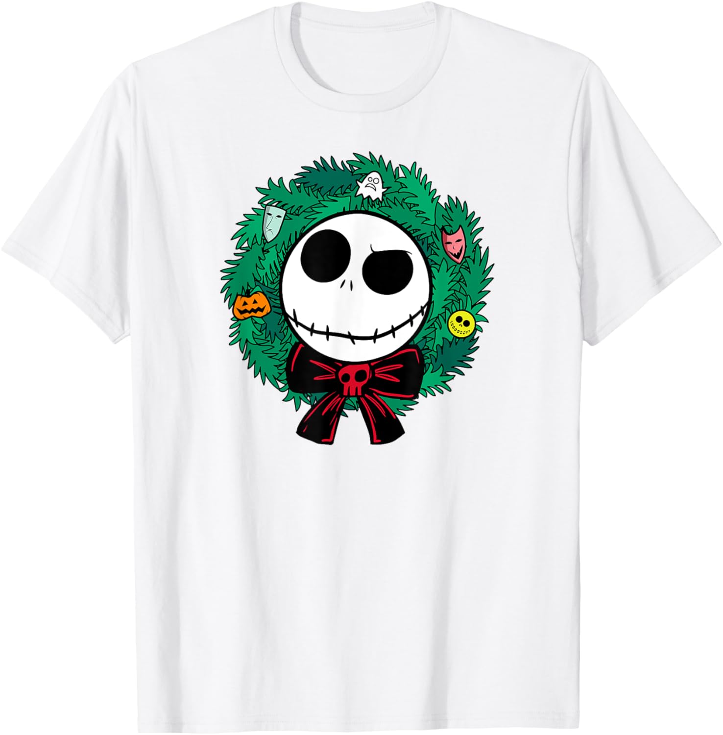 Festive Men's Nightmare Before Christmas Blue Wreath T-Shirt, Small - 6