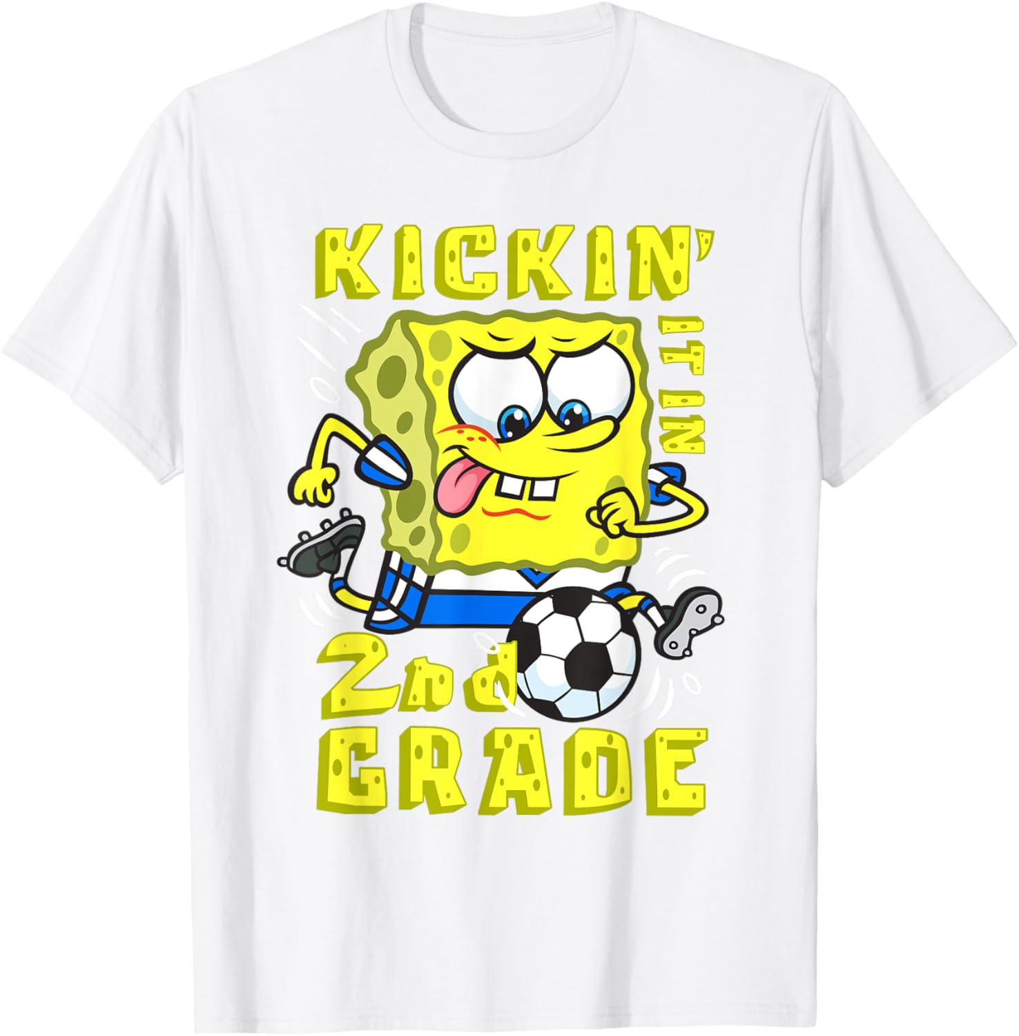SpongeBob SquarePants Kickin It In 2nd Grade Soccer T-Shirt Gift for Kids - 6