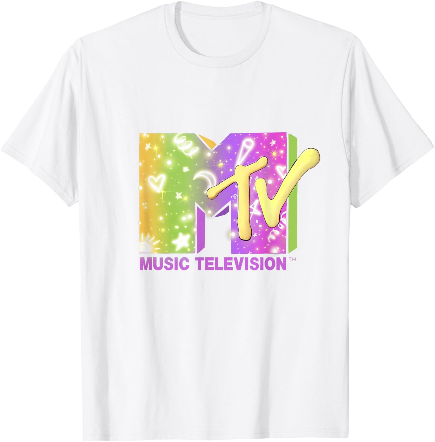 Mademark x MTV Neon Party Elements T-Shirt - Official MTV Logo Tee - 1
