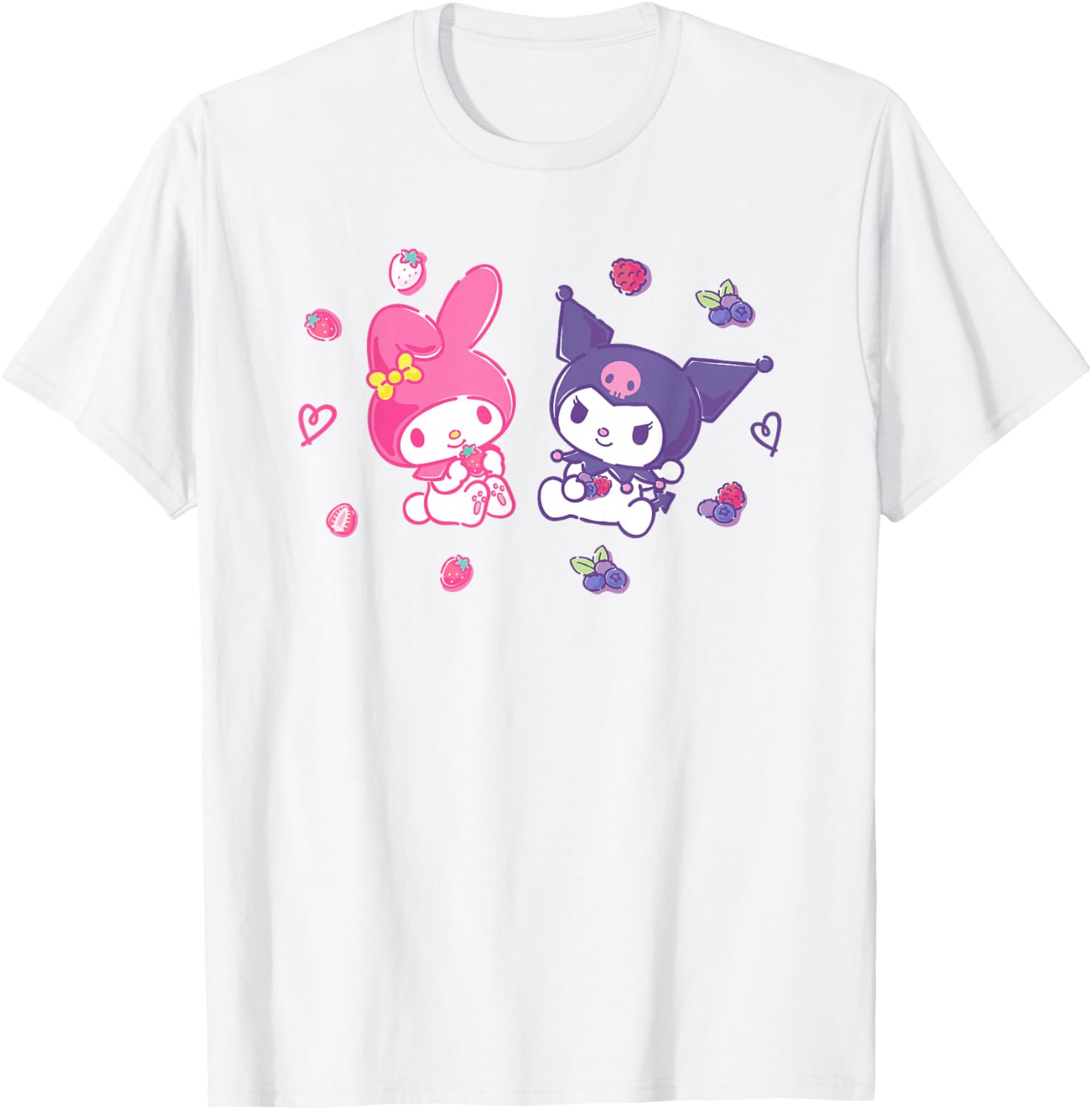 Sanrio Kuromi and My Melody Berry T-Shirt for Kids, Small Black Design - 10