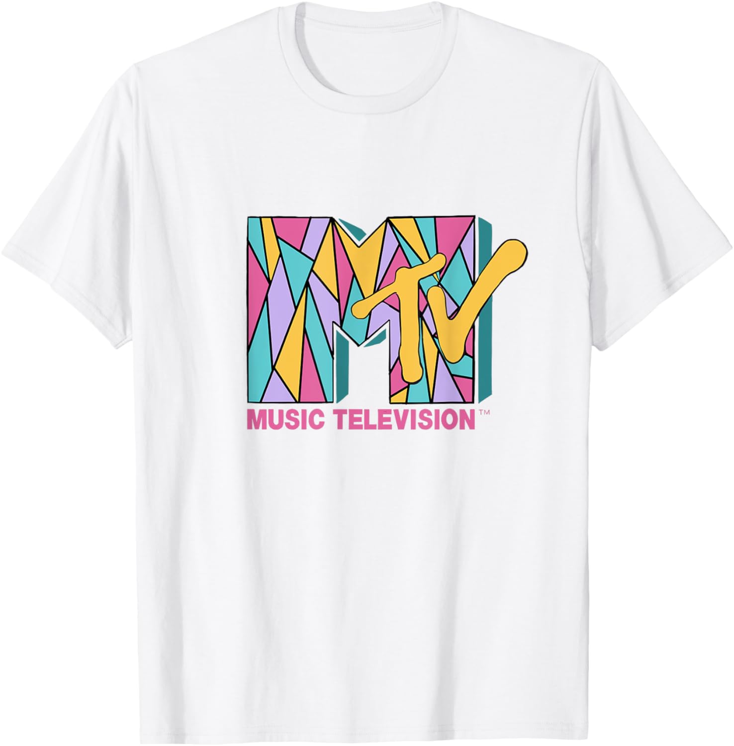 Mademark x MTV Colorful Mosaic Logo T-Shirt for Trendy Fashion Fans - 2