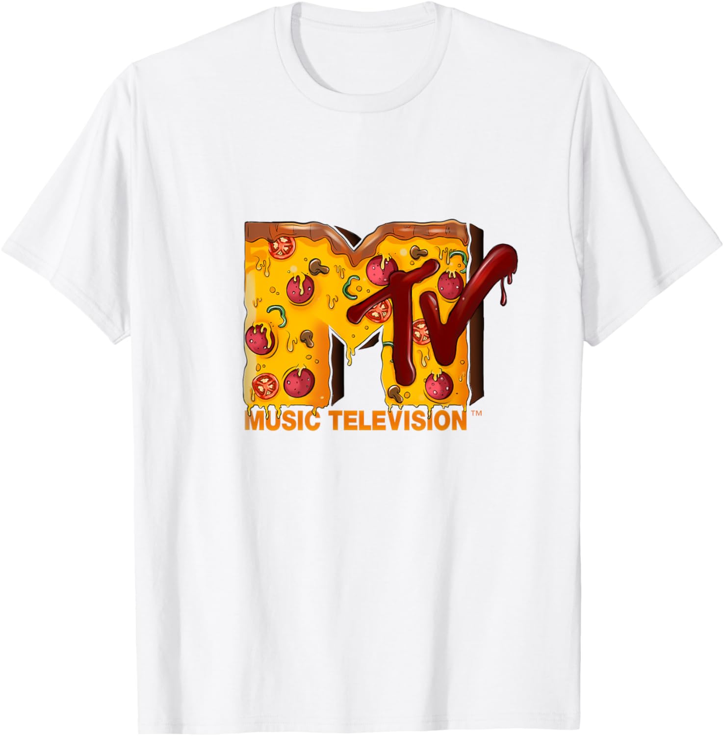 Mademark x MTV Pizza Lover T-Shirt Original MTV Logo Fun Design - 7
