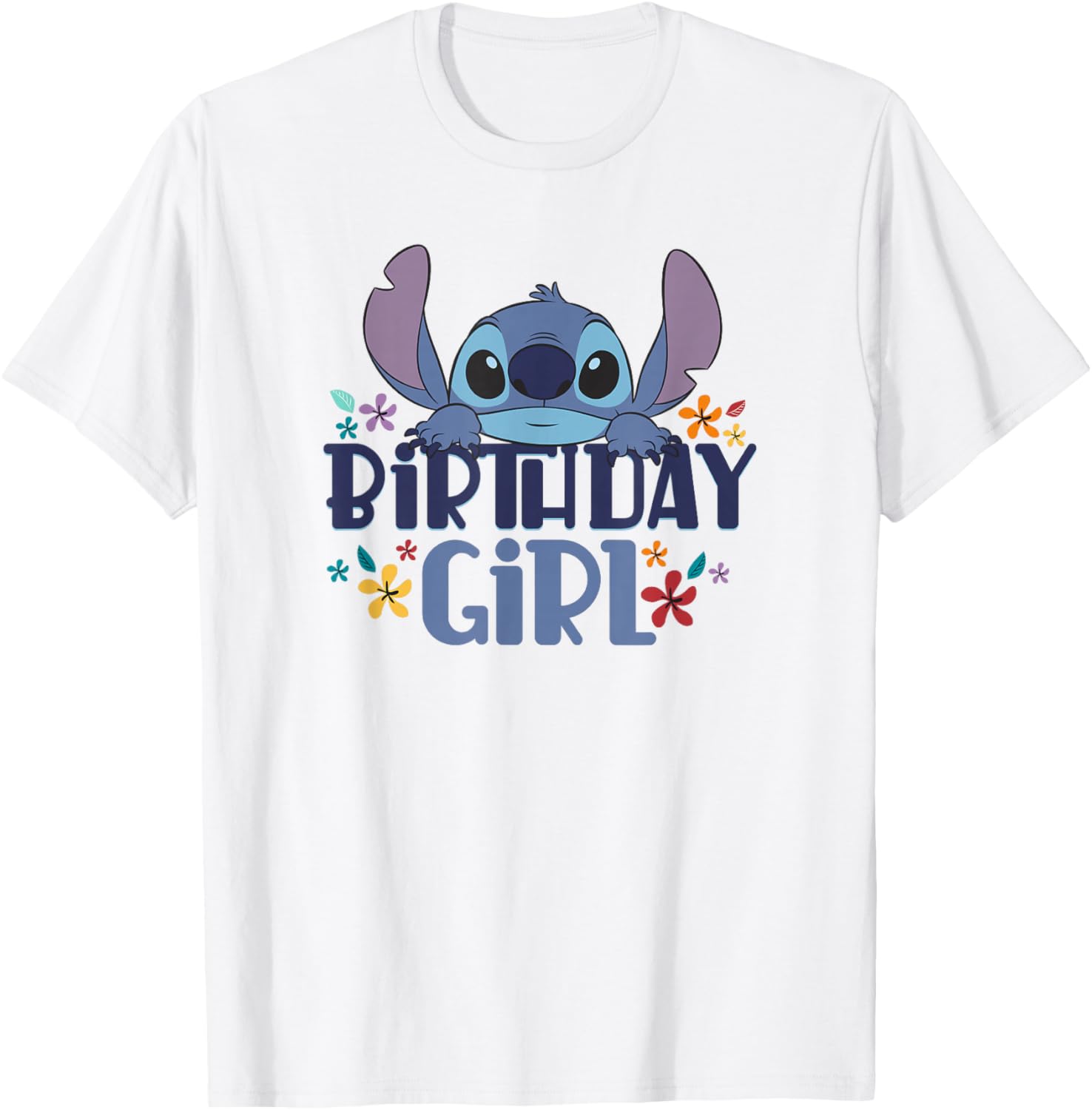 Disney Lilo & Stitch Birthday Girl Retro Floral Logo T-Shirt for Kids - 3
