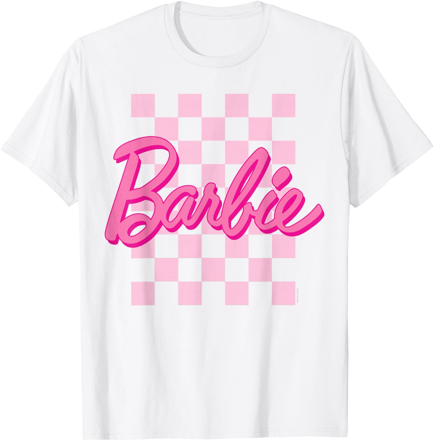 Barbie Logo Checkered Short Sleeve T-Shirt for Women Small Size - 5