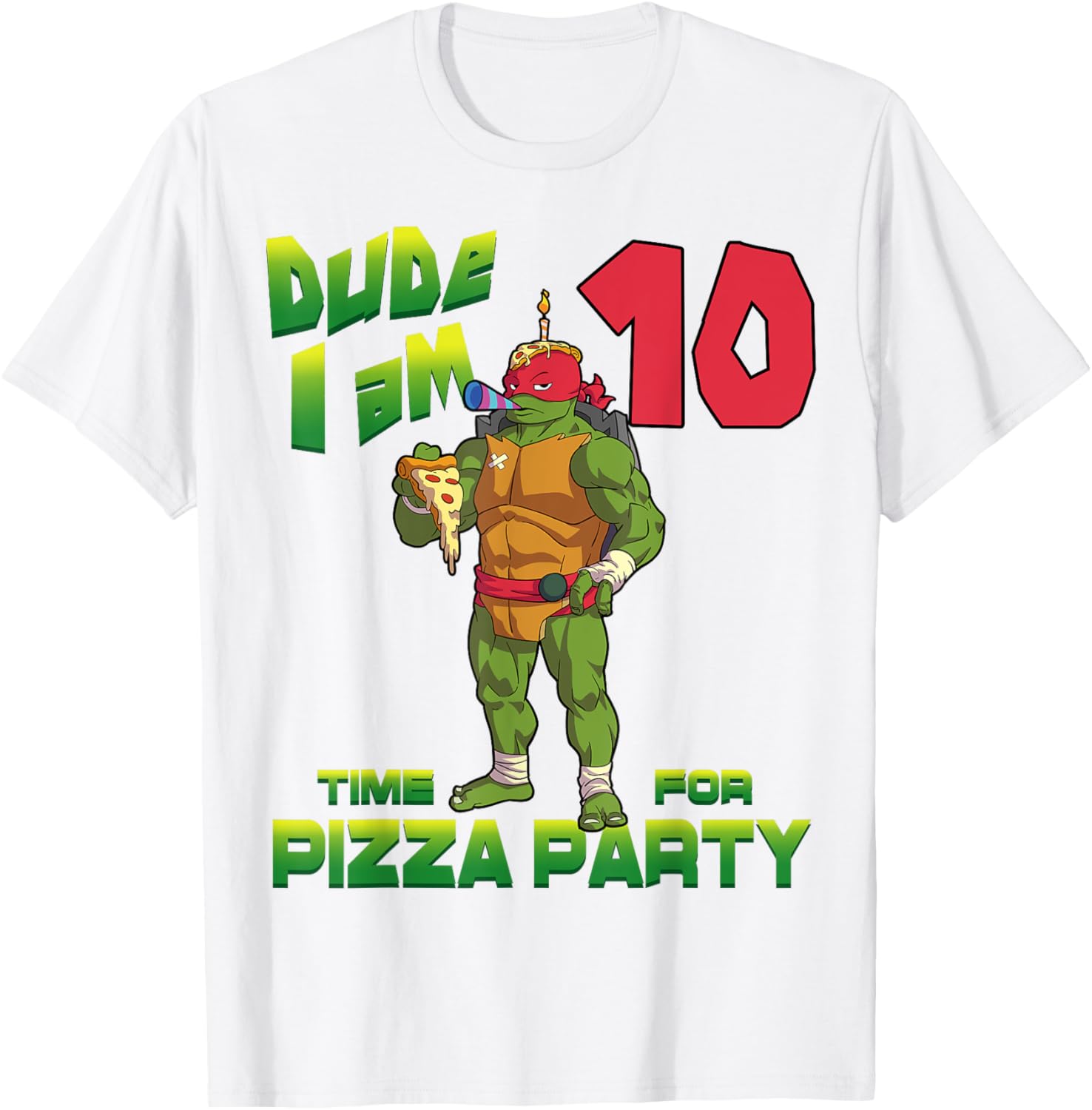 Mademark Teenage Mutant Ninja Turtles Raphael Pizza Birthday T-Shirt - 5