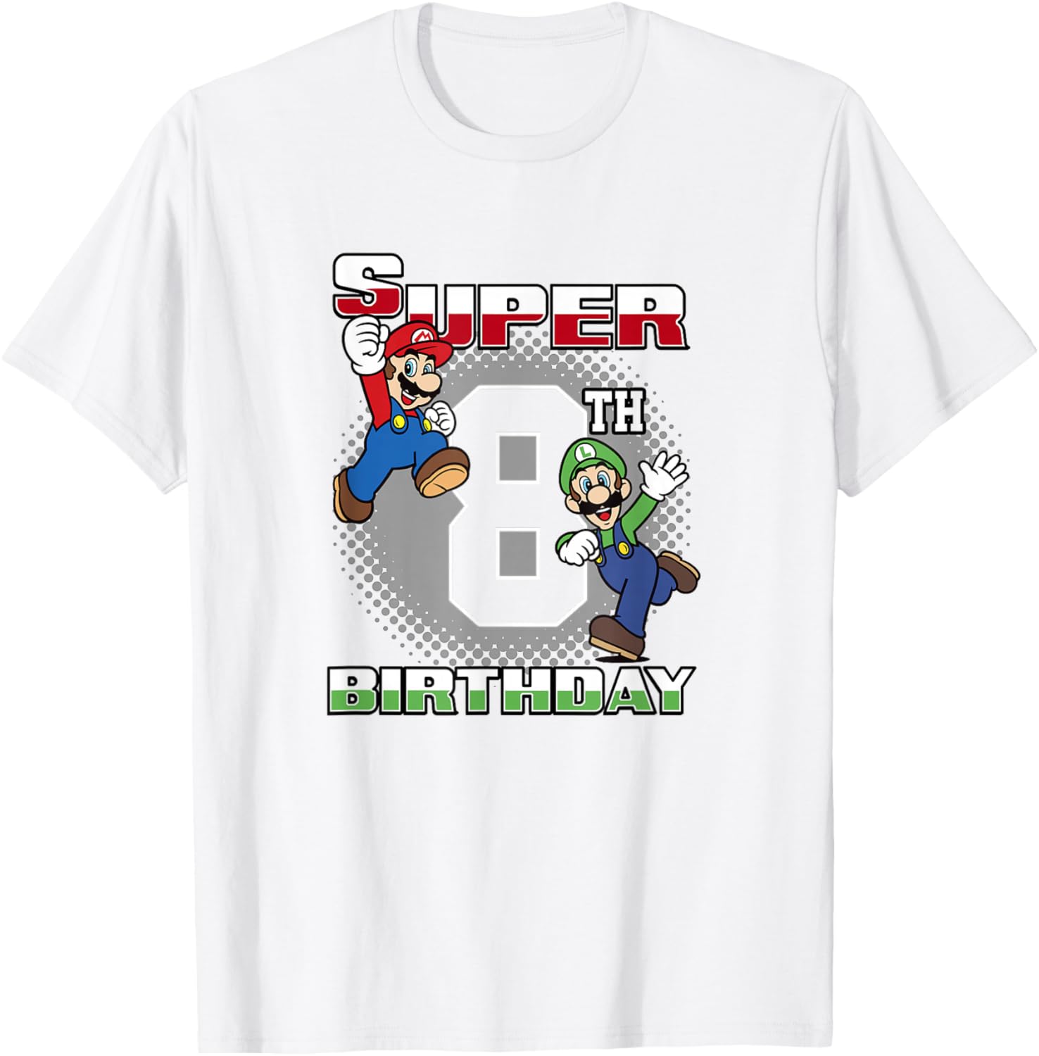 Super Mario Bros Birthday T-Shirt for 8th Birthday Fun with Mario & Luigi - 6