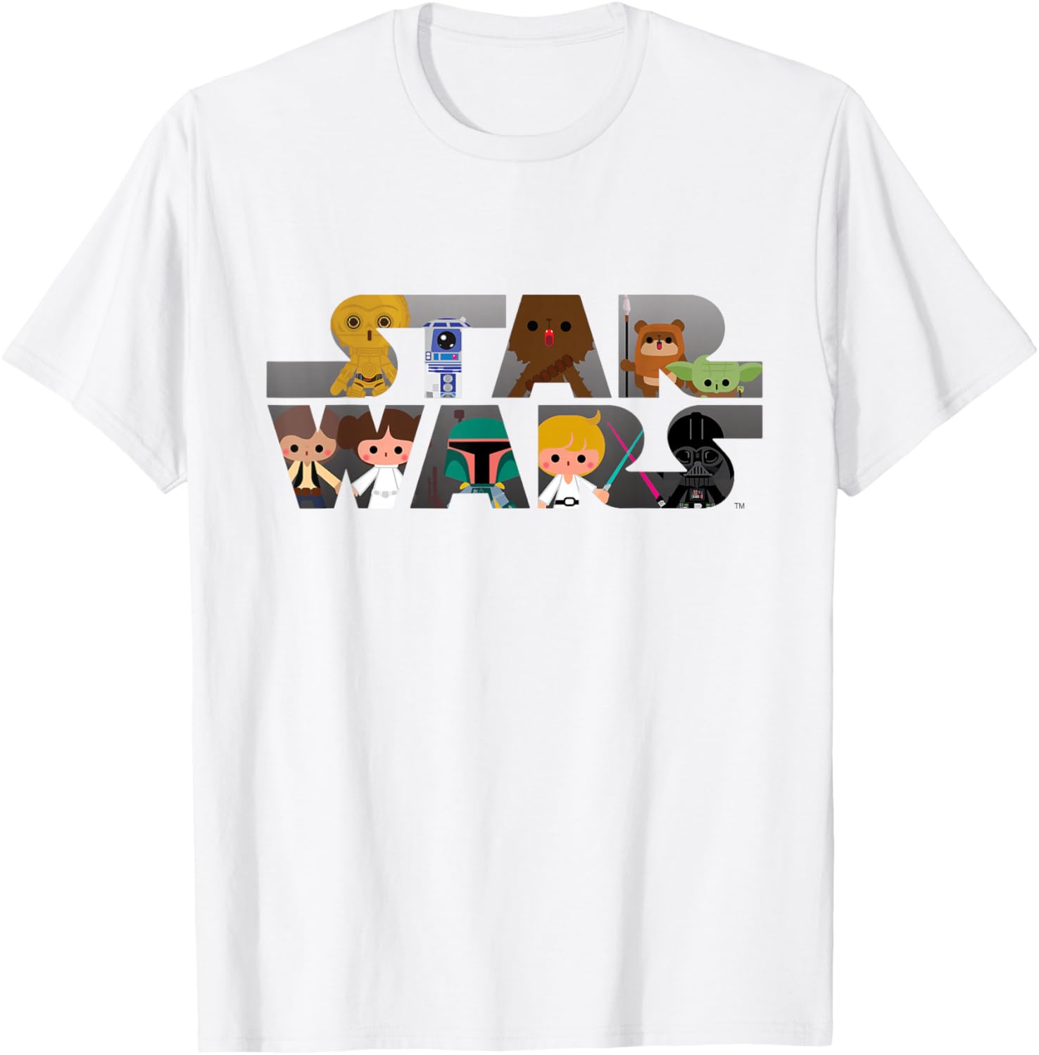 Kawaii Star Wars Multi-Character T-Shirt for Fans of All Ages - 1