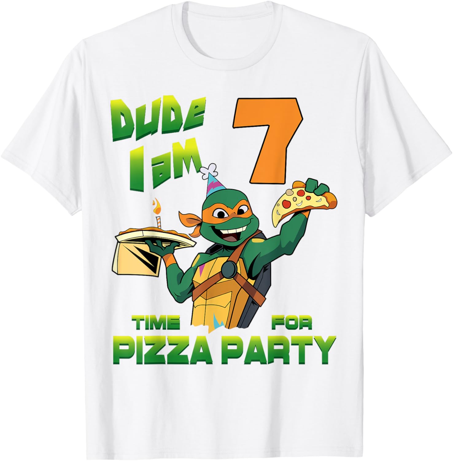 Mademark TMNT Birthday T-Shirt for Kids - Mikey Pizza Party 7 Years Old - 5