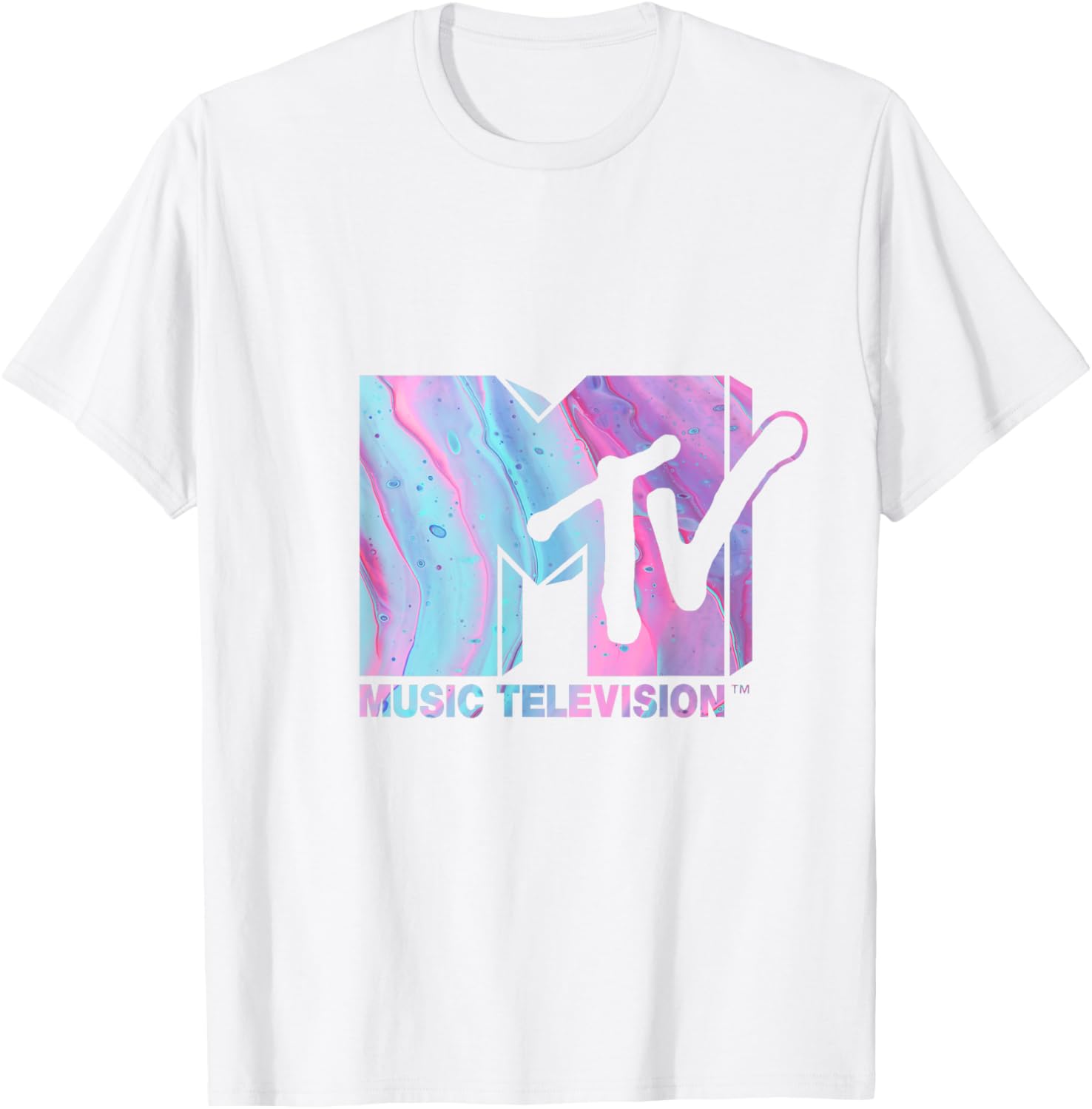 Mademark x MTV Fluid Logo T-Shirt in Pink and Blue for Stylish Wear - 11