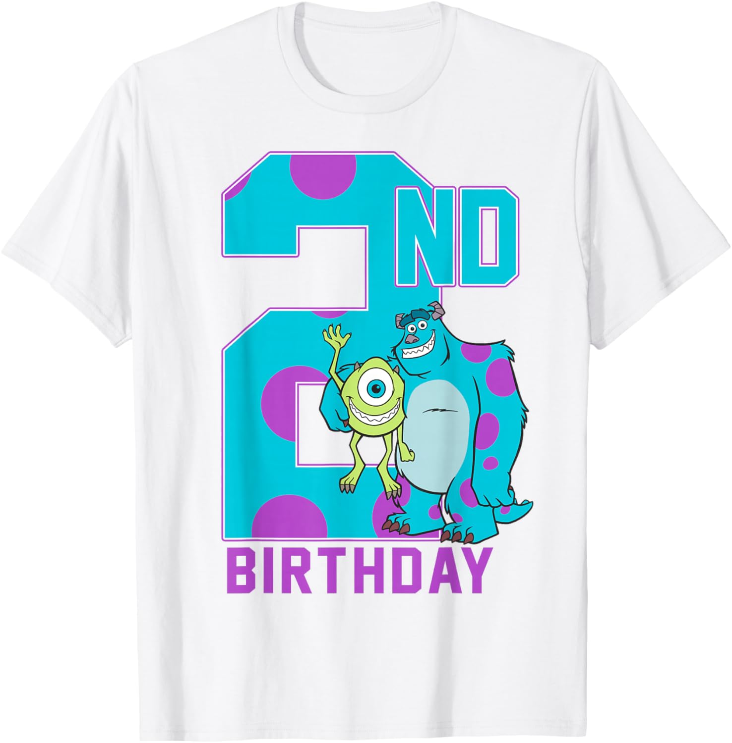 Disney Pixar Monsters Inc Mike and Sully 2nd Birthday T-Shirt for Kids - 8