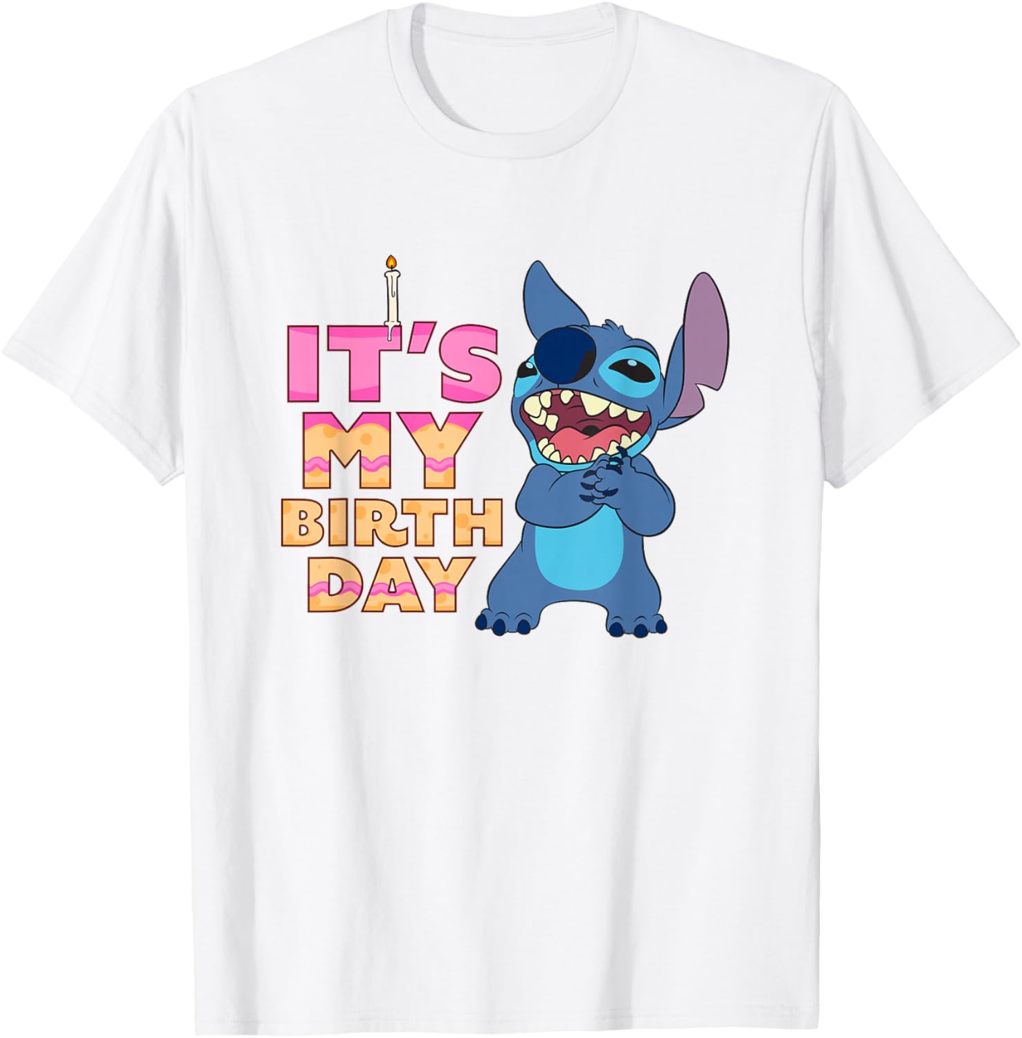 Disney Lilo & Stitch Birthday Retro Text Stack T-Shirt for Celebrations - 1