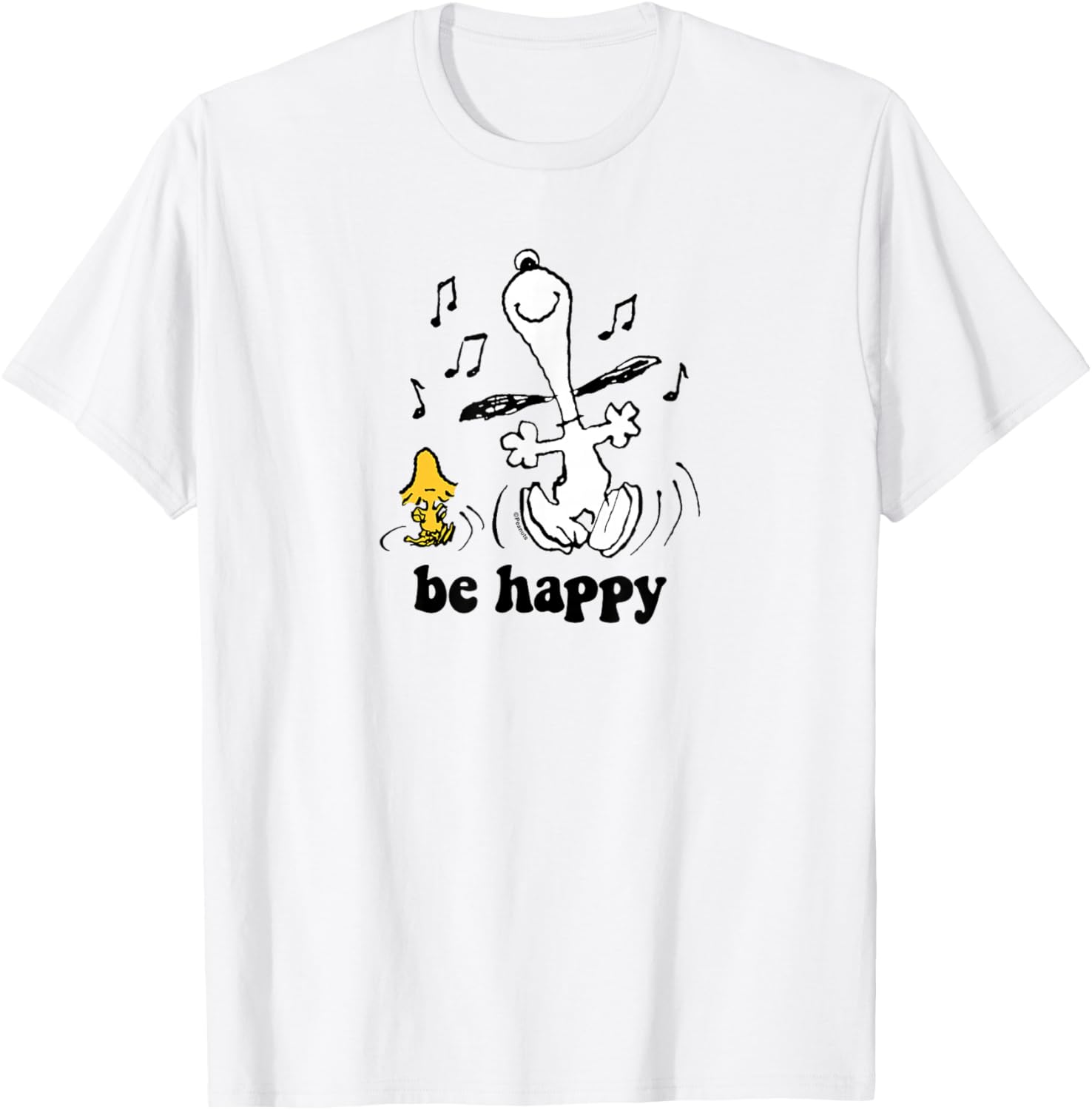 Peanuts Snoopy Woodstock Be Happy Dance T-Shirt Fun Graphic Tee - 4