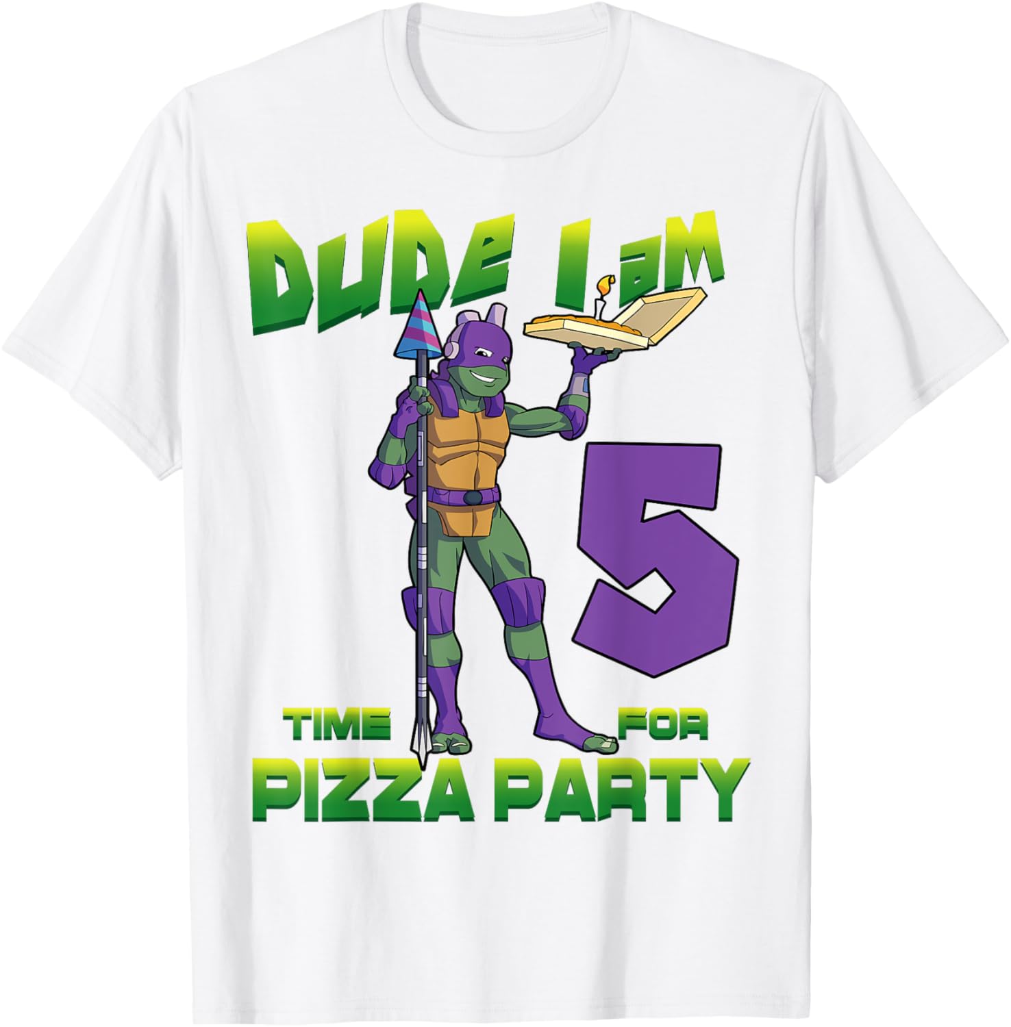 Mademark x TMNT Donnie Pizza Birthday T-Shirt for 5 Year Olds - 22