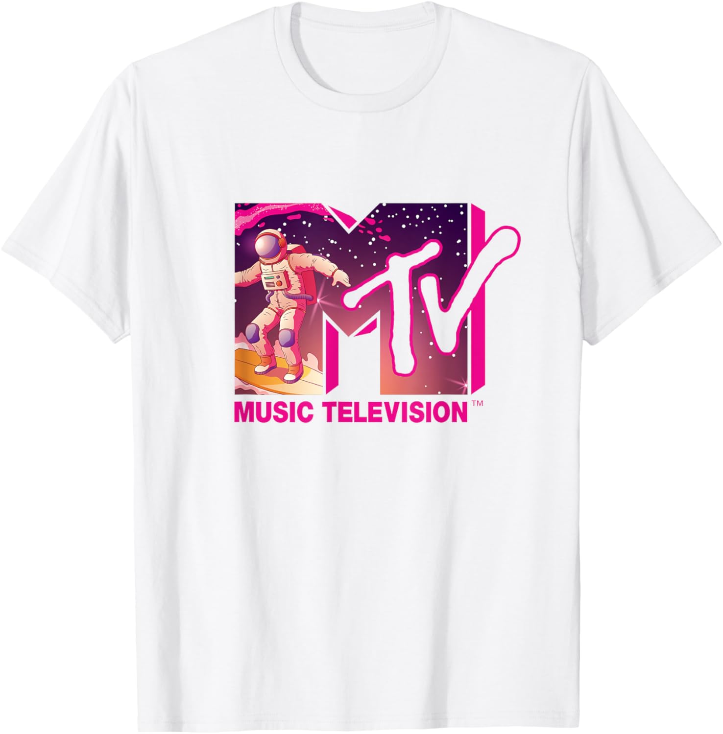 Mademark x MTV Surfing Astronaut Space T-Shirt - Official MTV Logo Tee - 8