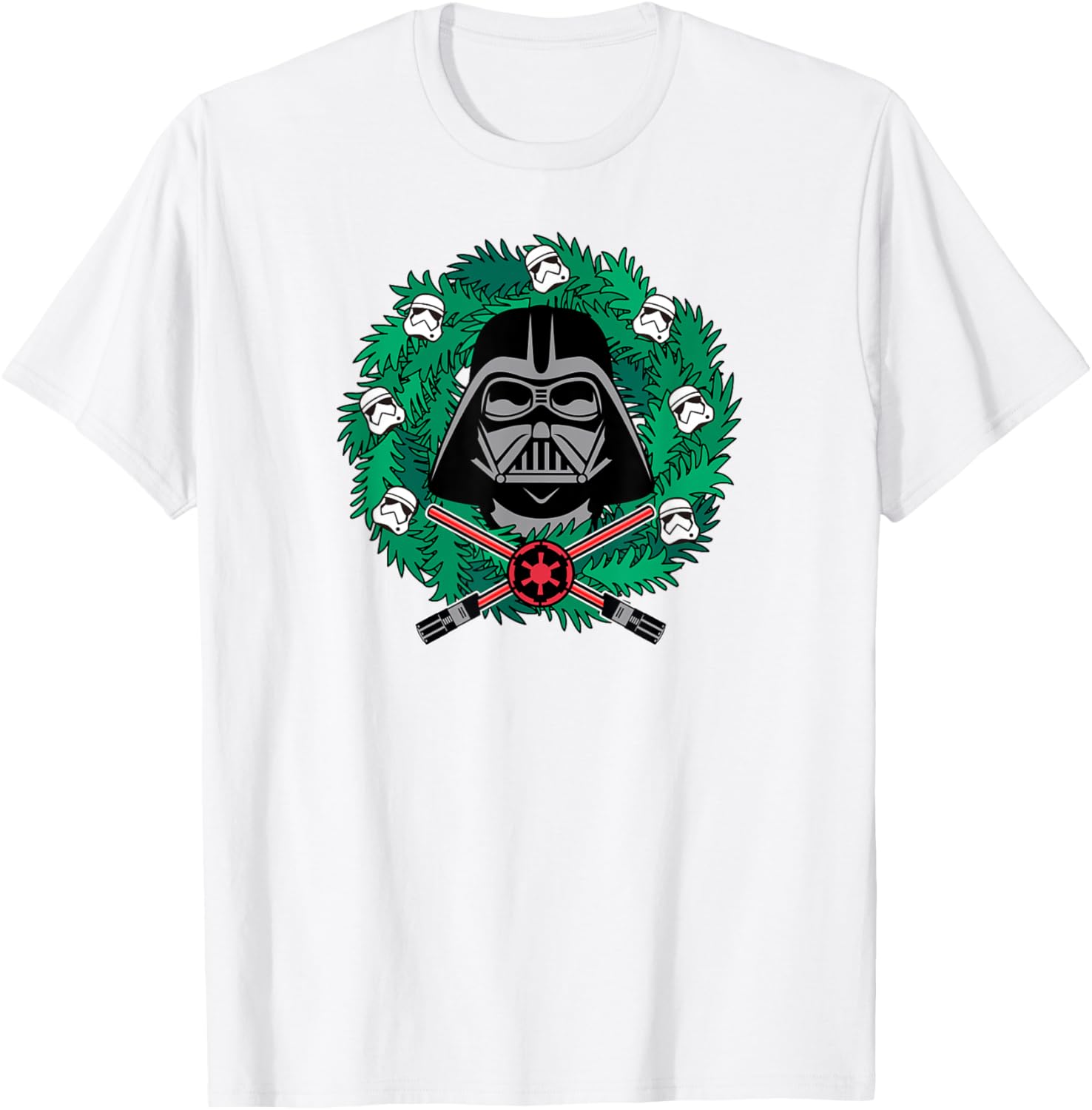 Amazon Essentials Men's Darth Vader Wreath T-Shirt for Christmas Fun - 1