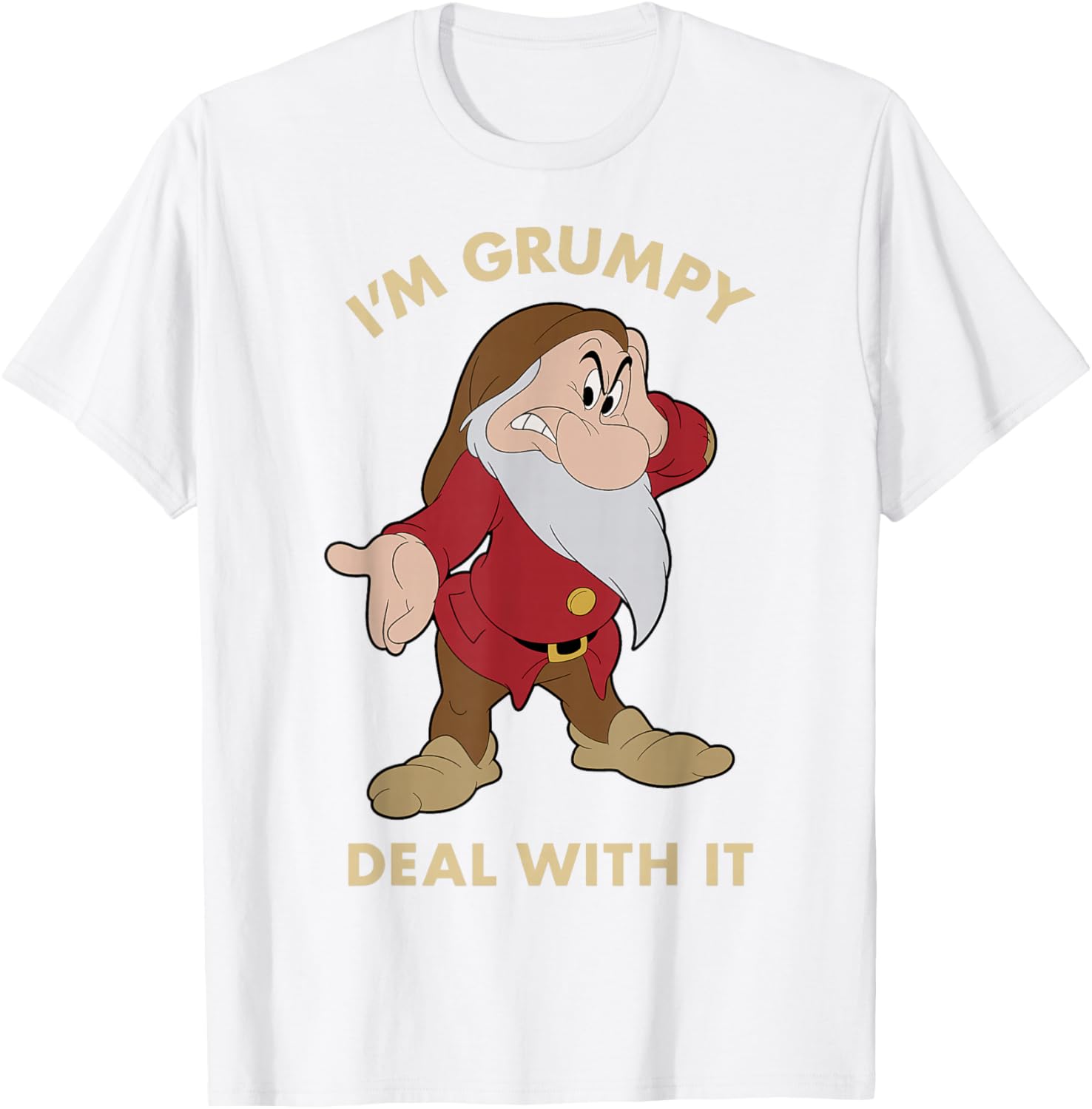 Disney Snow White Grumpy Deal With It Portrait T-Shirt for Fans - 4
