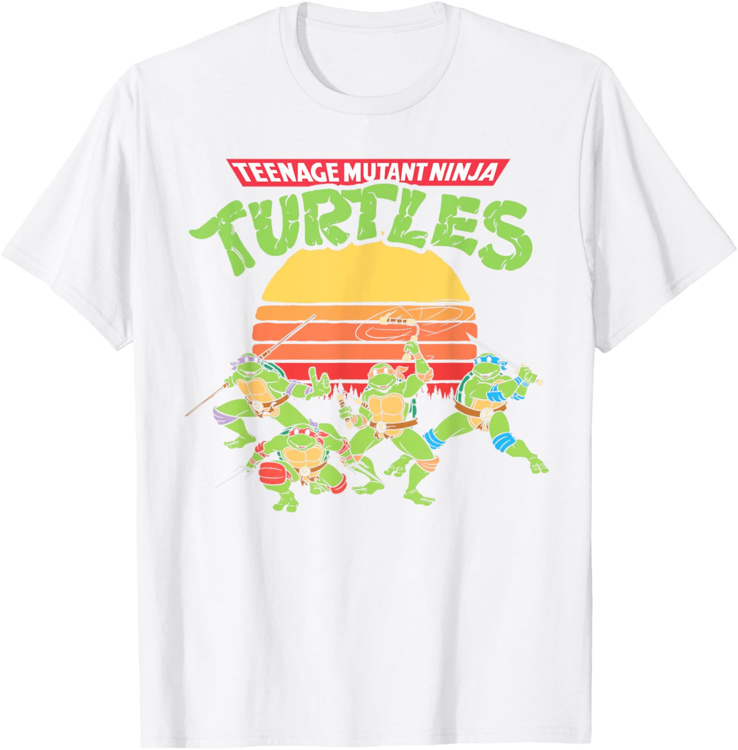 Mademark Teenage Mutant Ninja Turtles Retro Logo Eighties Sunset T-Shirt - 2