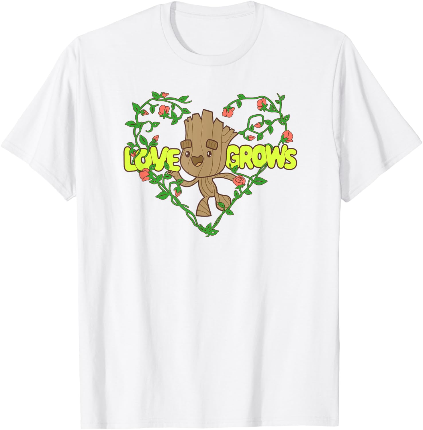 Groot Love Grows Valentine's Heart T-Shirt for Marvel Fans and Couples - 4