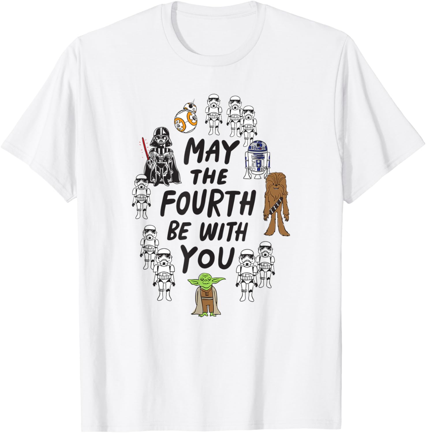 Star Wars Boys May the Fourth Doodle Characters T-Shirt in White Small - 2