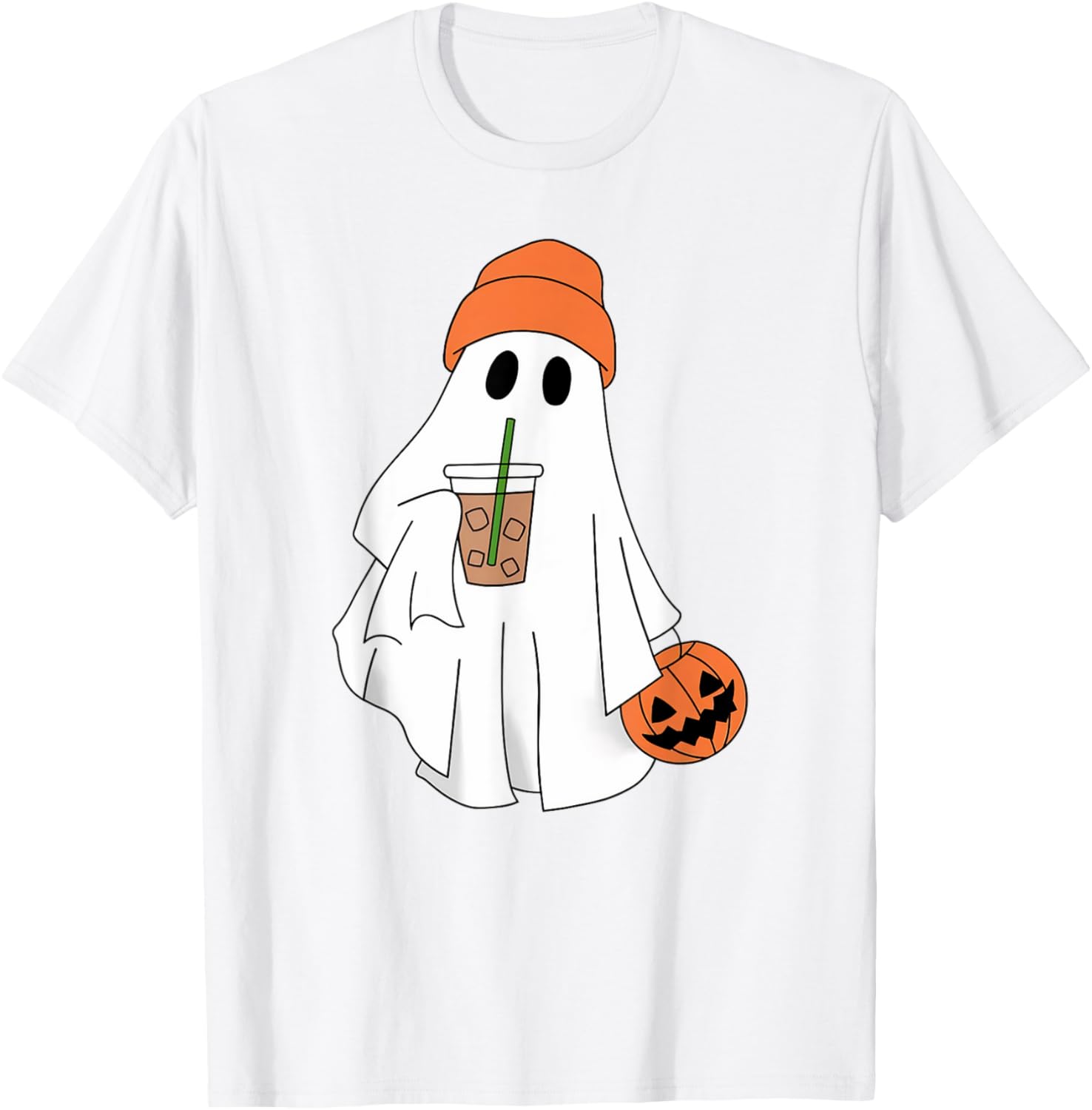 Halloween Ghost Drinking Coffee T-Shirt for Men and Women - 19