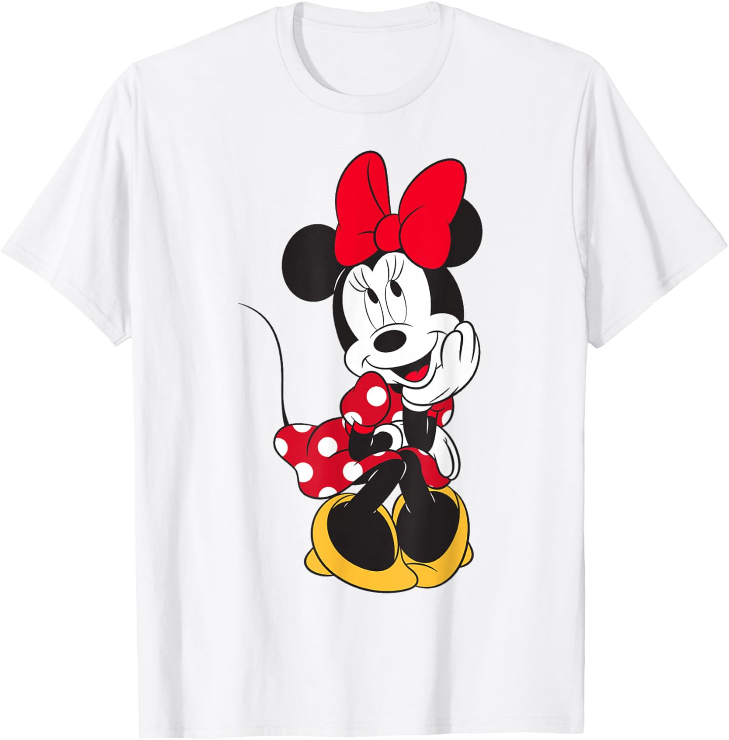 Cute Disney Minnie Mouse Daydreaming Pose T-Shirt for All Ages - 1
