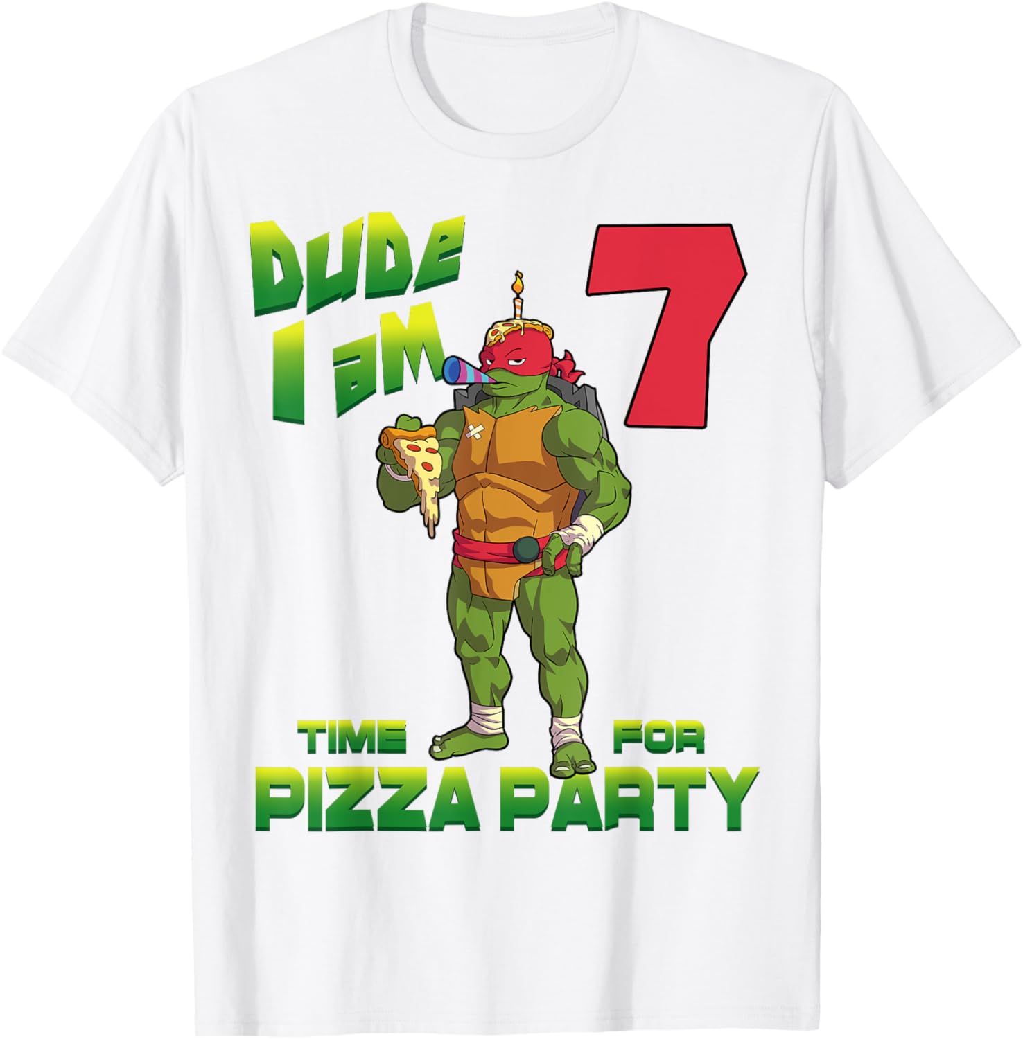 Mademark TMNT Raphael Pizza Party T-Shirt for 7 Year Olds - 24