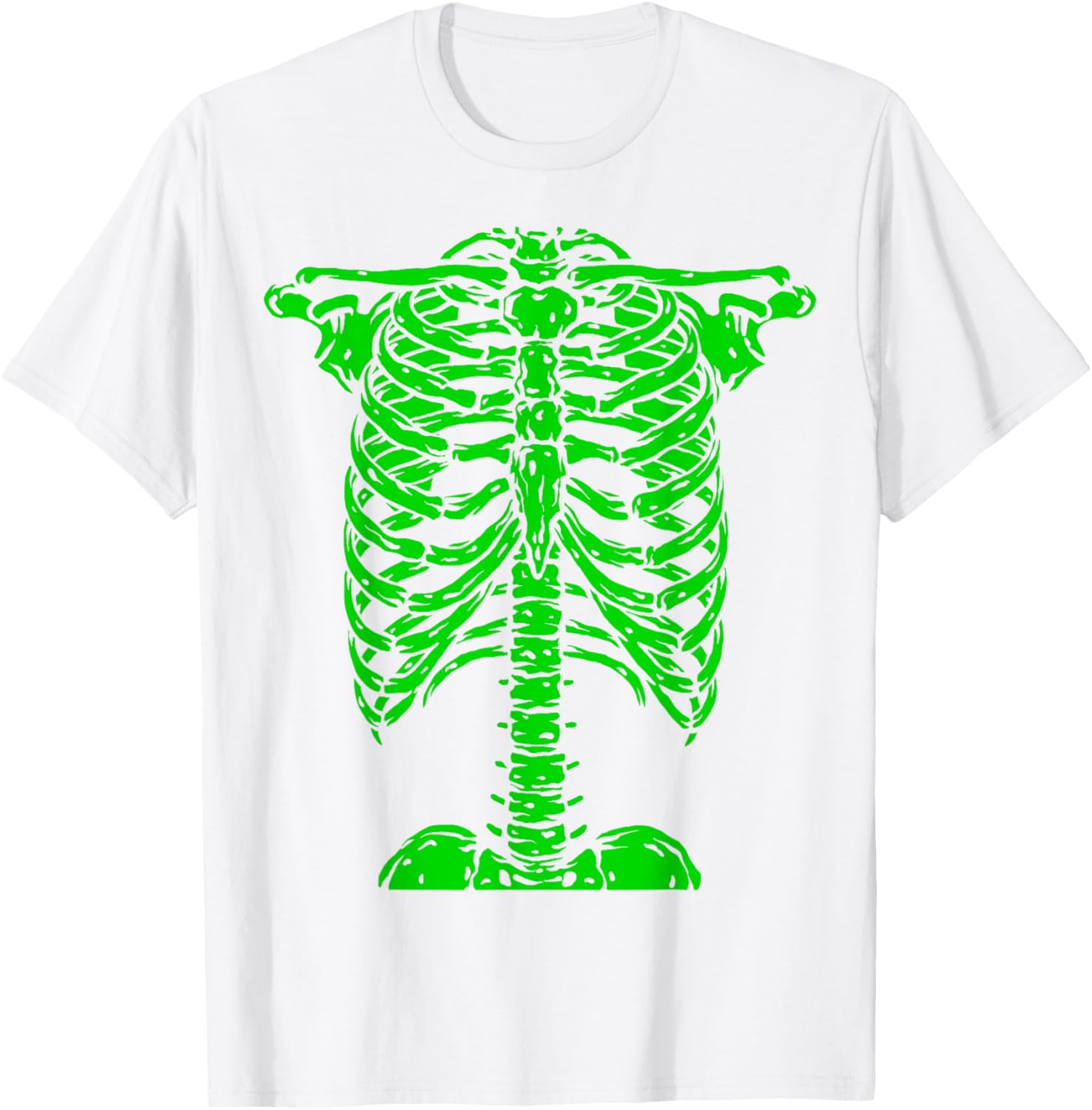 Skeleton Green Rib Cage X-Ray T-Shirt for Halloween Fun and Style - 7