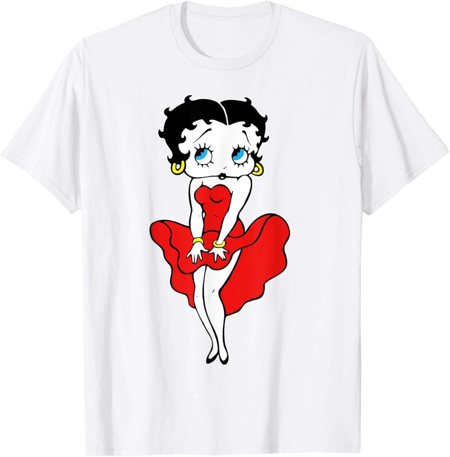 Classic Betty Boop Retro Red Dress T-Shirt for Fun Cartoon Lovers - 9