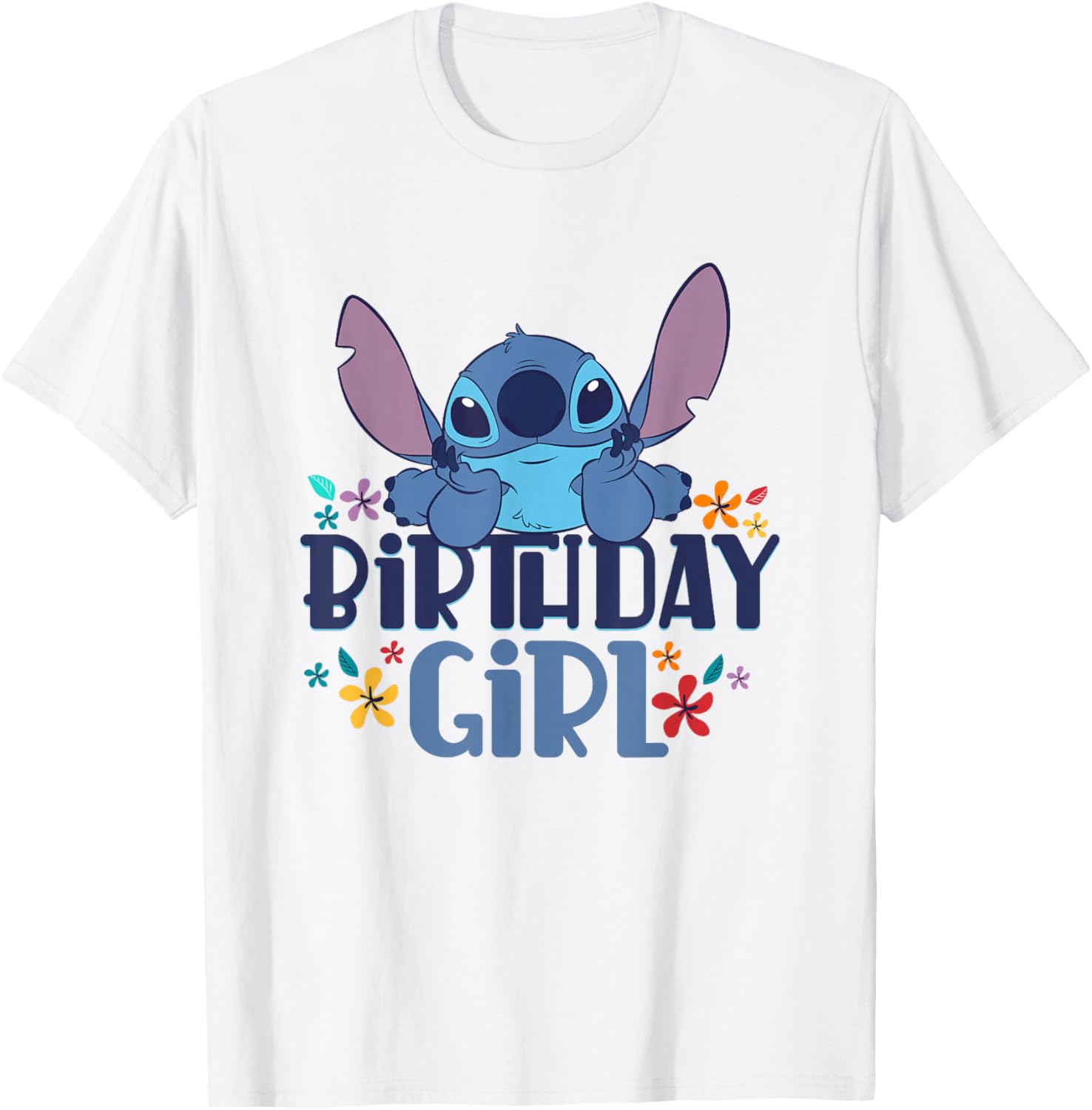 Disney Lilo & Stitch Birthday Girl Floral Logo T-Shirt for Kids - 1